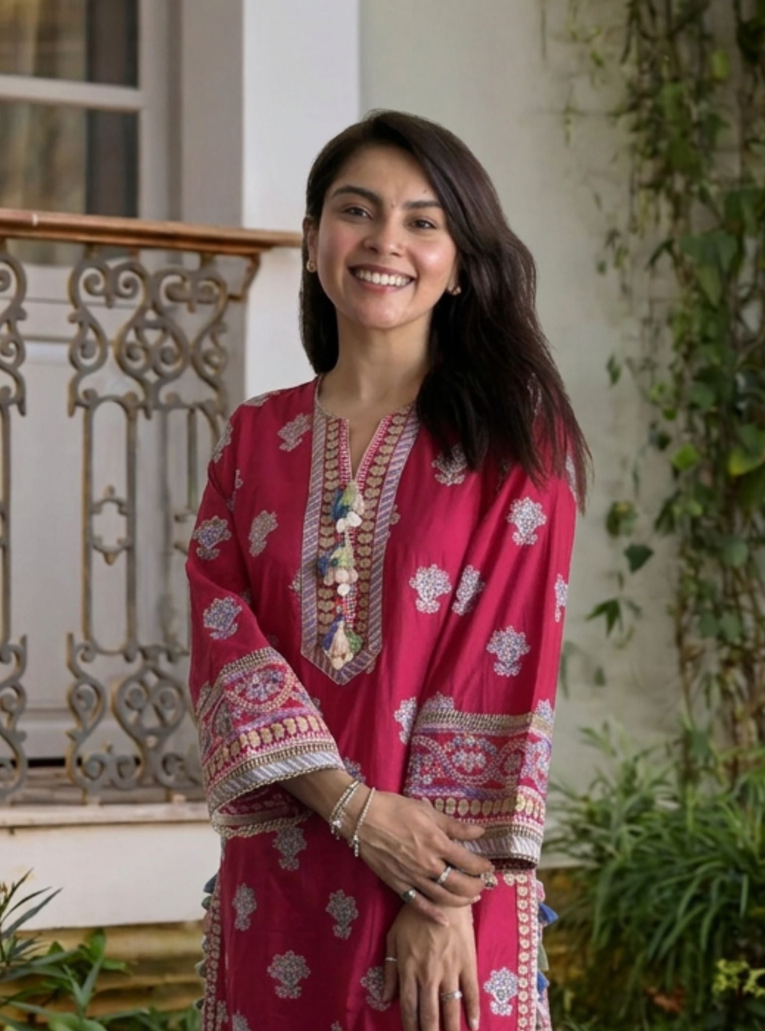 Amoli Supima Cotton Fuschia Kurta Set