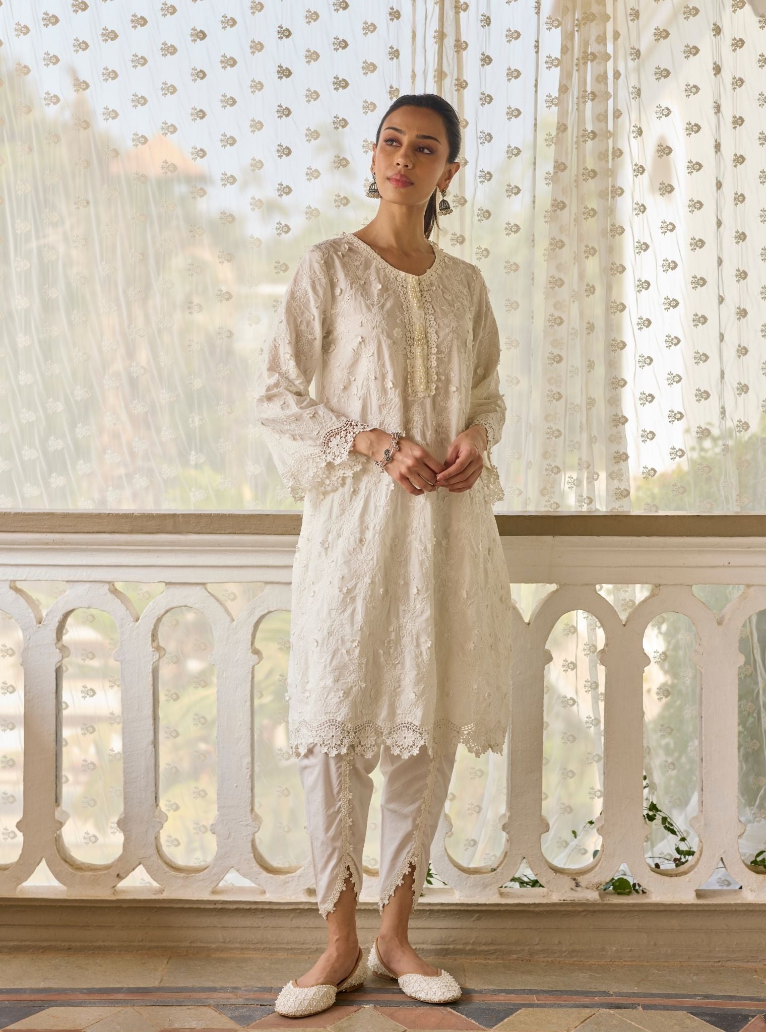 Baybreeze Supima Cotton White Kurta Set