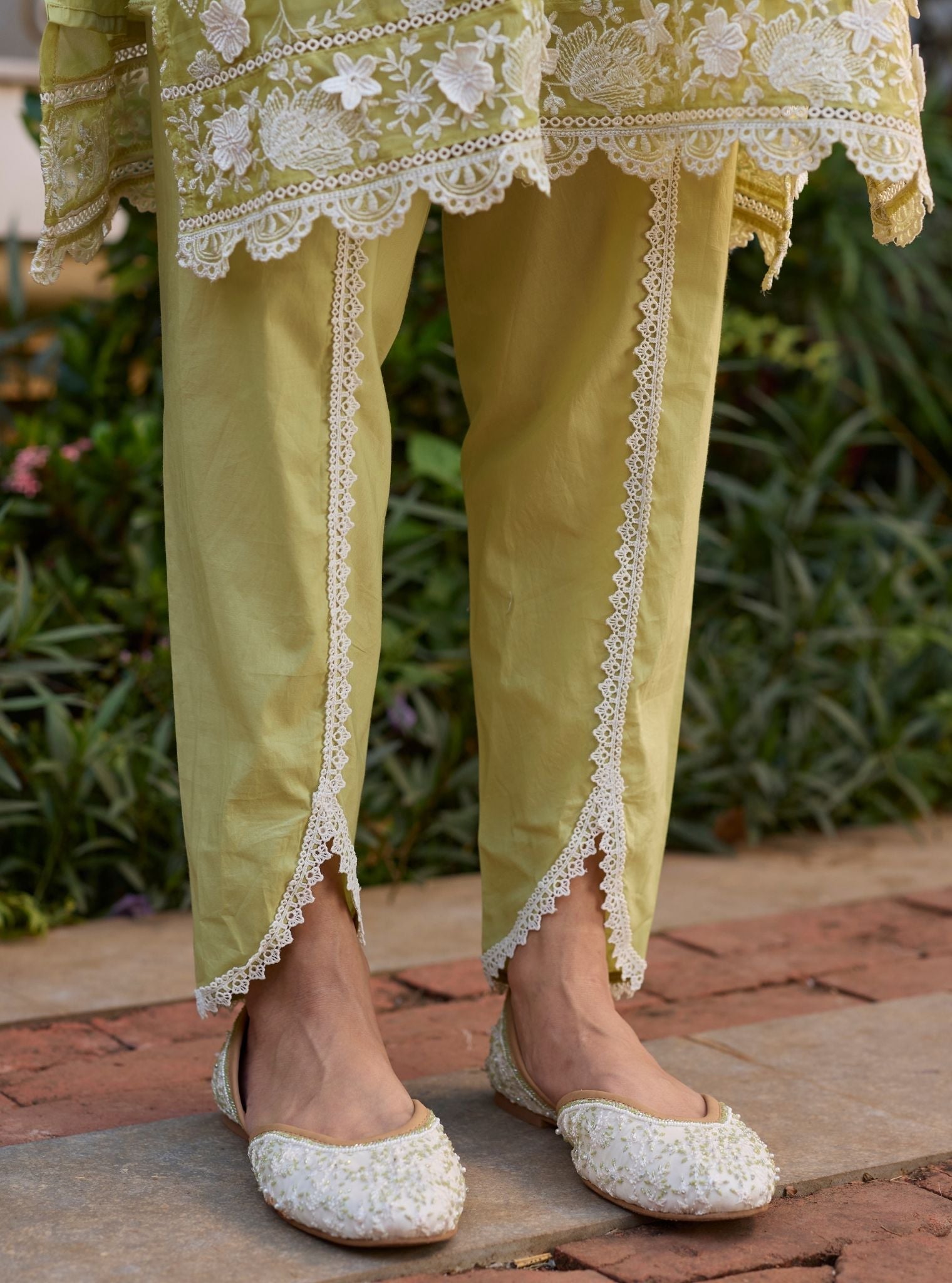 Vino Organza Lime Kurta Set