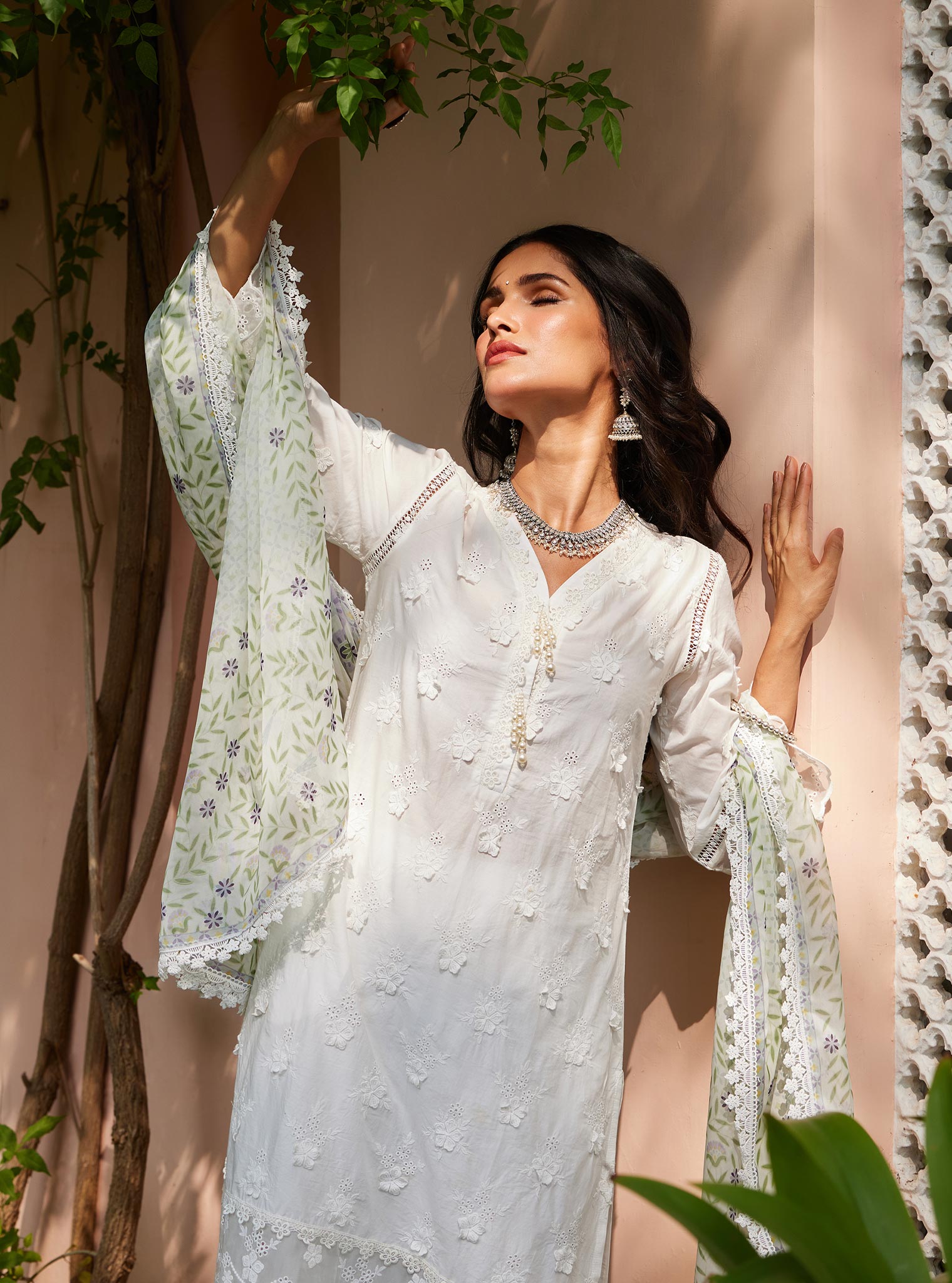 Mulmul Supima Cotton Reeva Off White Kurta
