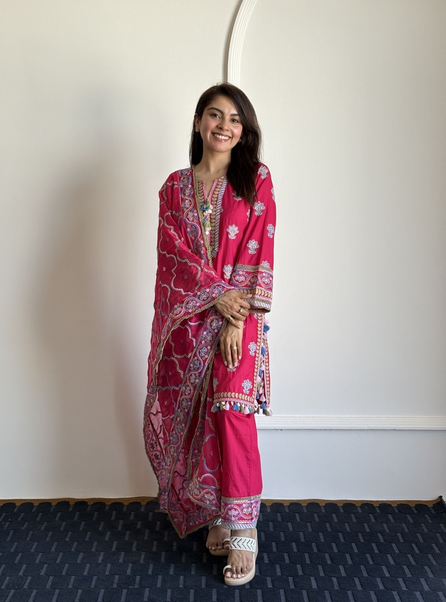 Amoli Supima Cotton Fuschia Kurta Set