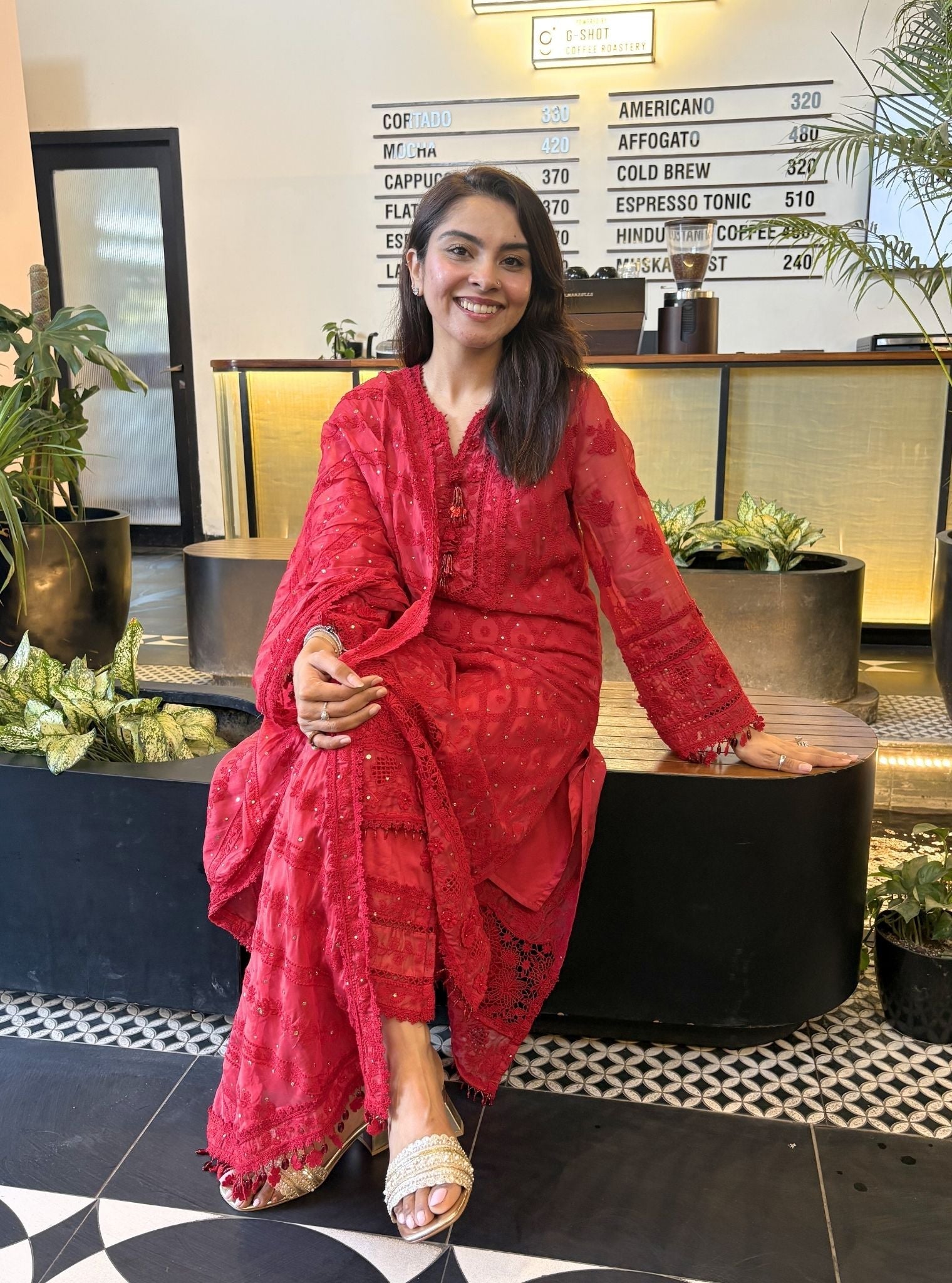 Itriya Organza Red Kurta Set