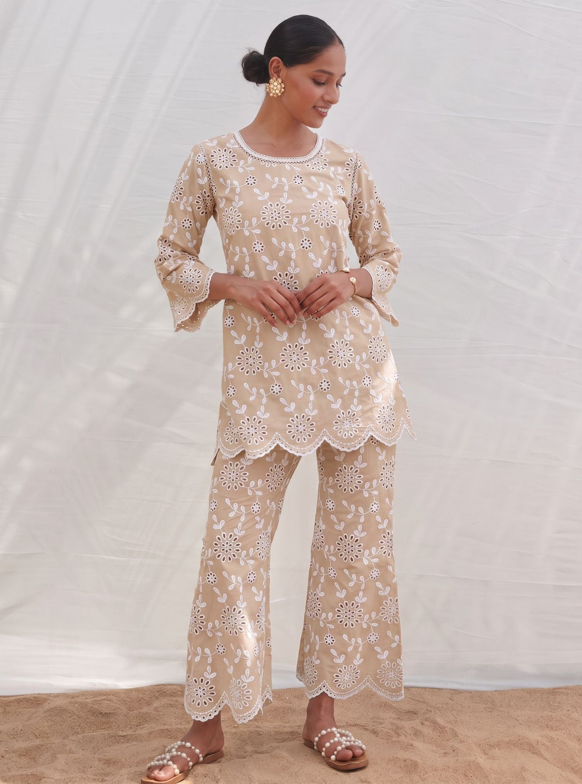 Myrtle Supima Cotton Beige Co-ord Set