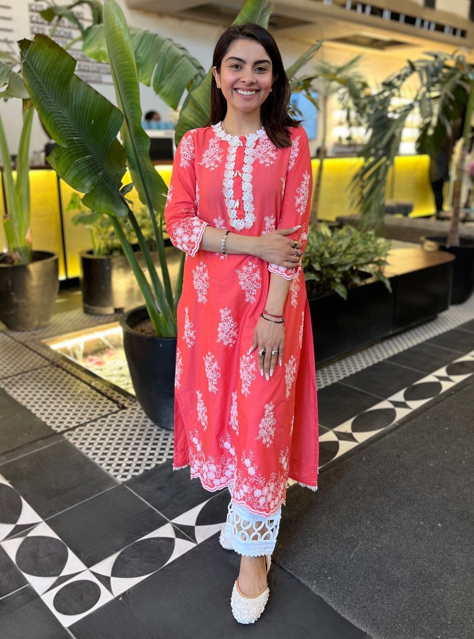 Perla Supima Cotton Fuschia Kurta With Fiza Pant