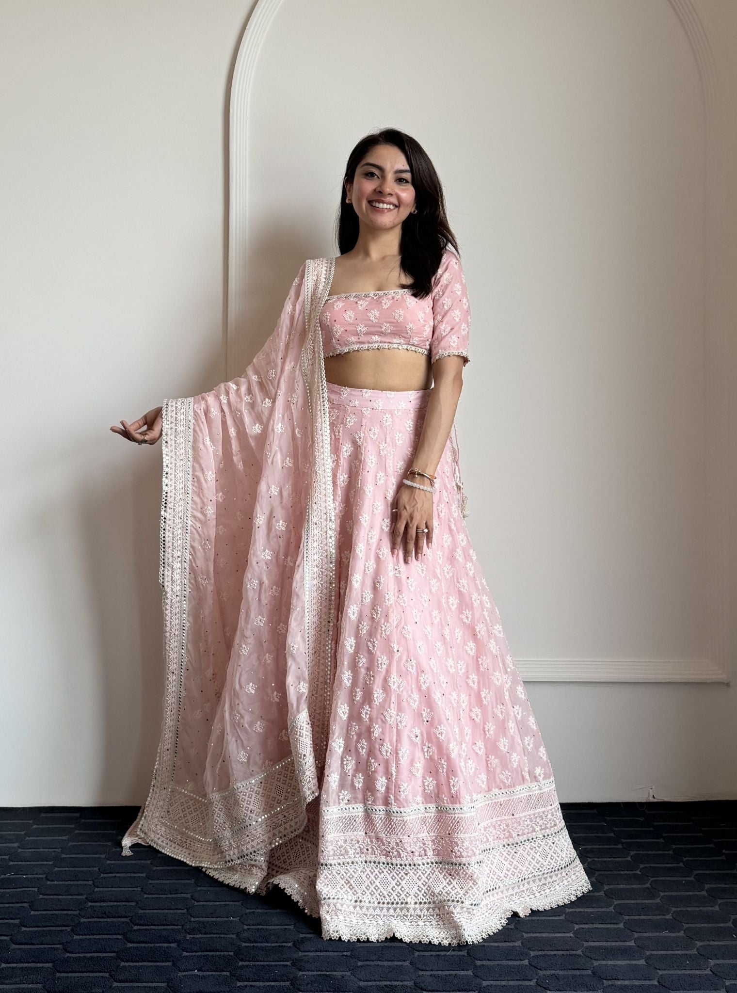 Kilol Organza Pink Lehenga Set