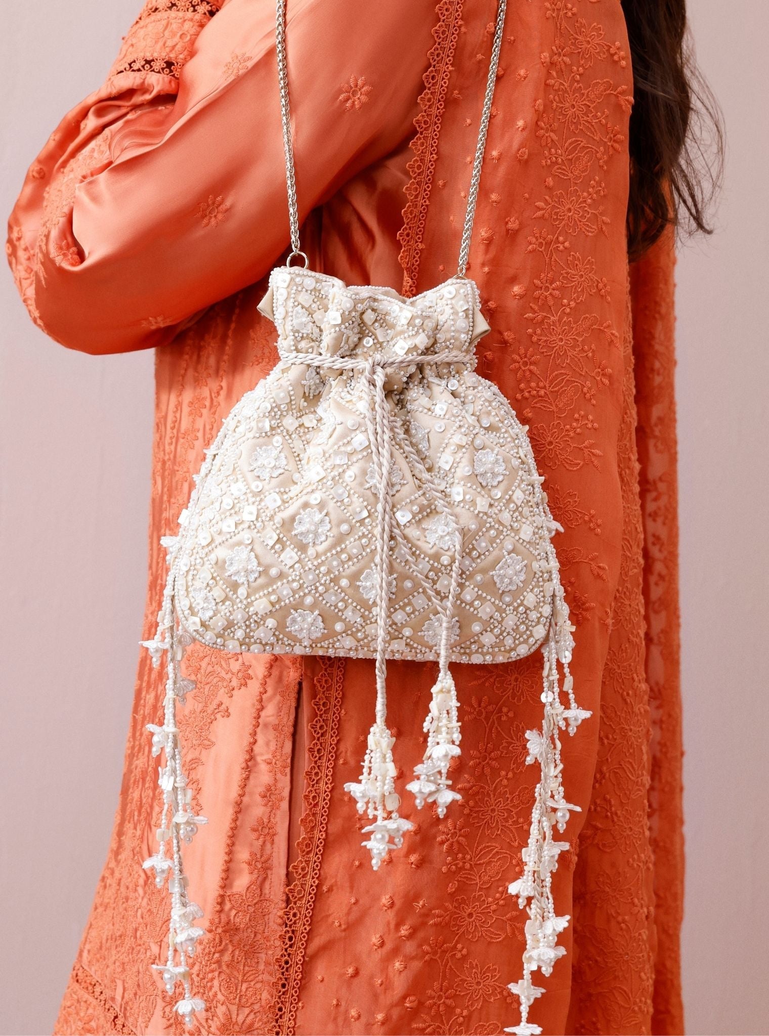 Blooming Dale Light Gold Potli Bag