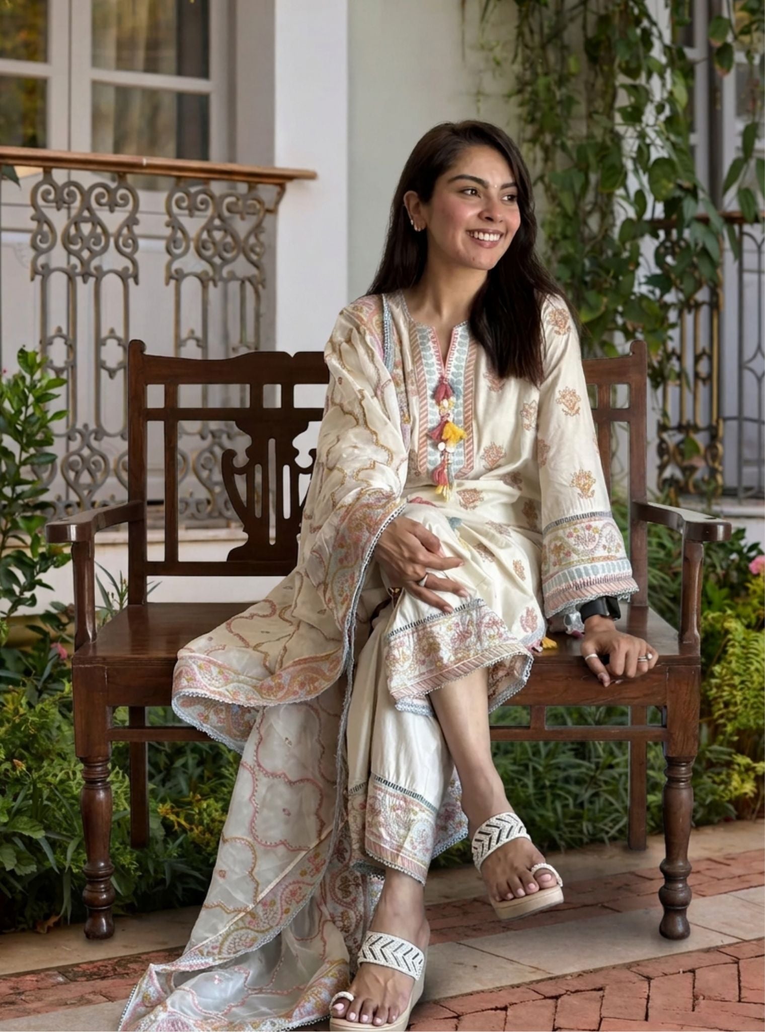 Amoli Supima Cotton Off White Kurta Set