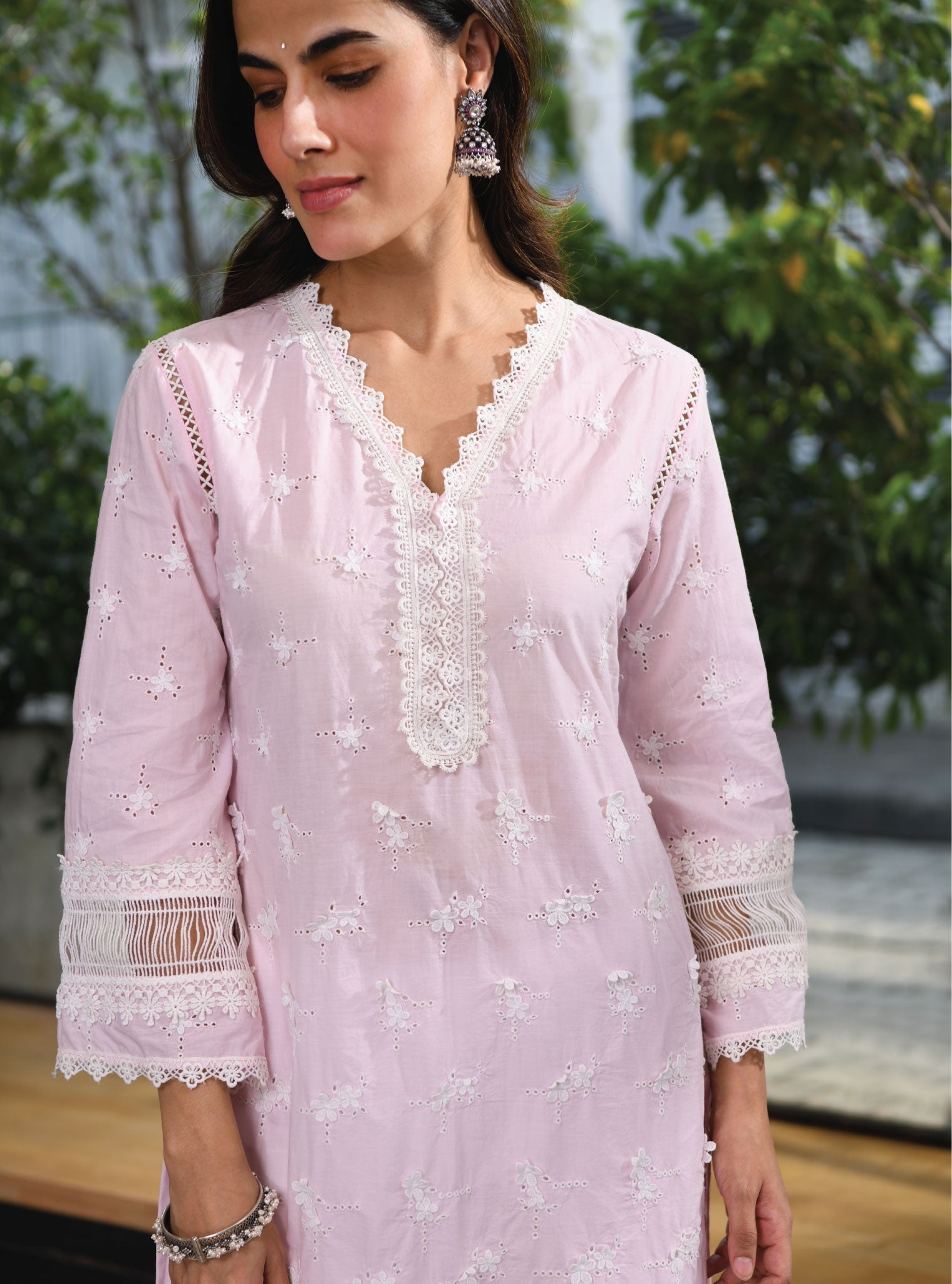Mulmul Supima Cotton Salisbury Pink Kurta