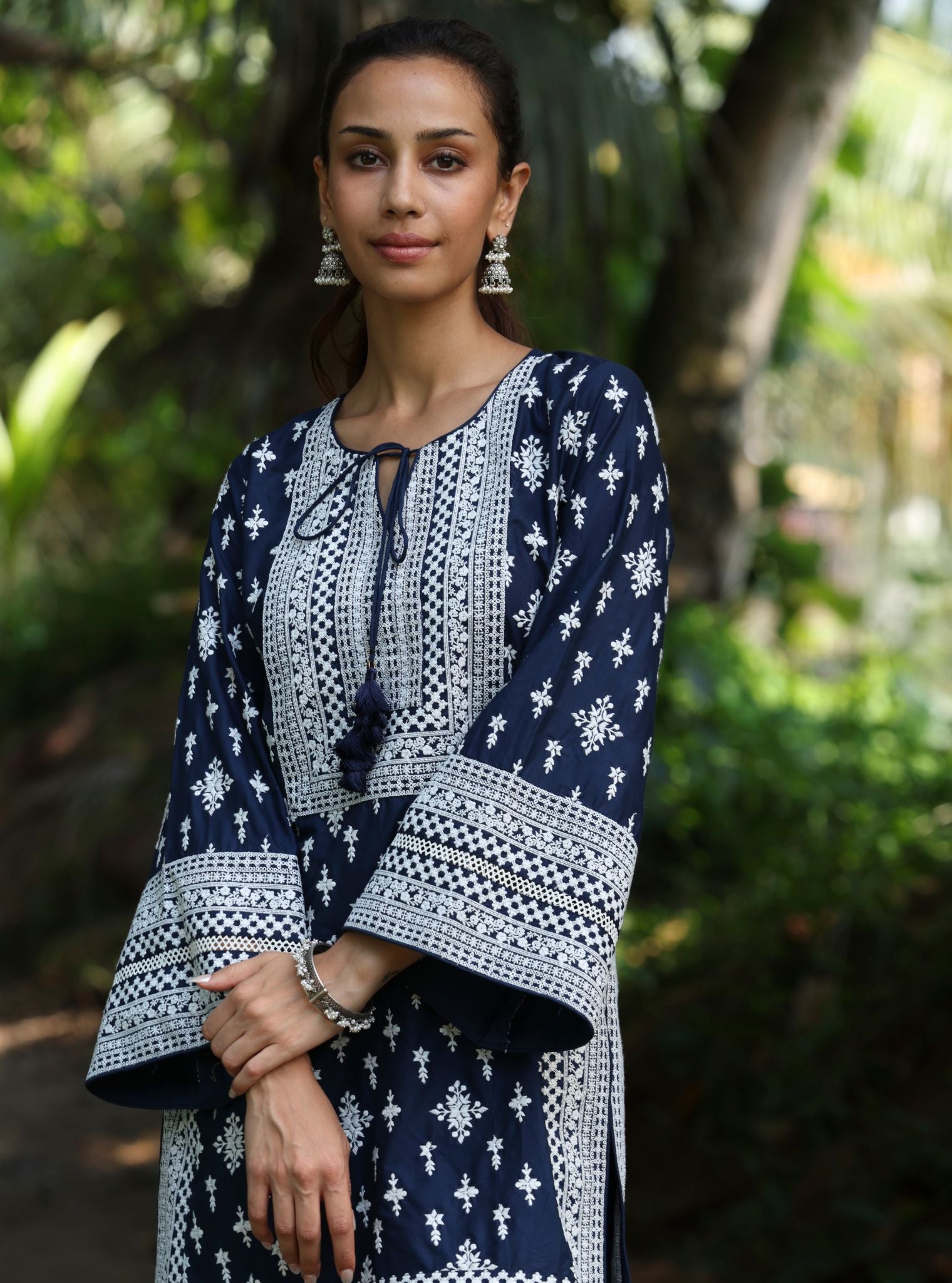 Mulmul Cotton Sree Navy Kurta With Mulmul Cotton Sree Navy Salwar