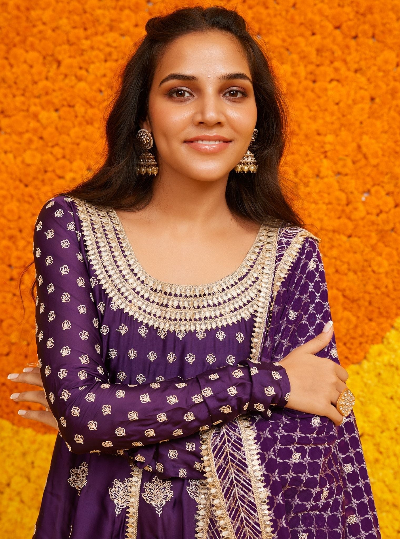 Palki Organza Satin Purple Kurta