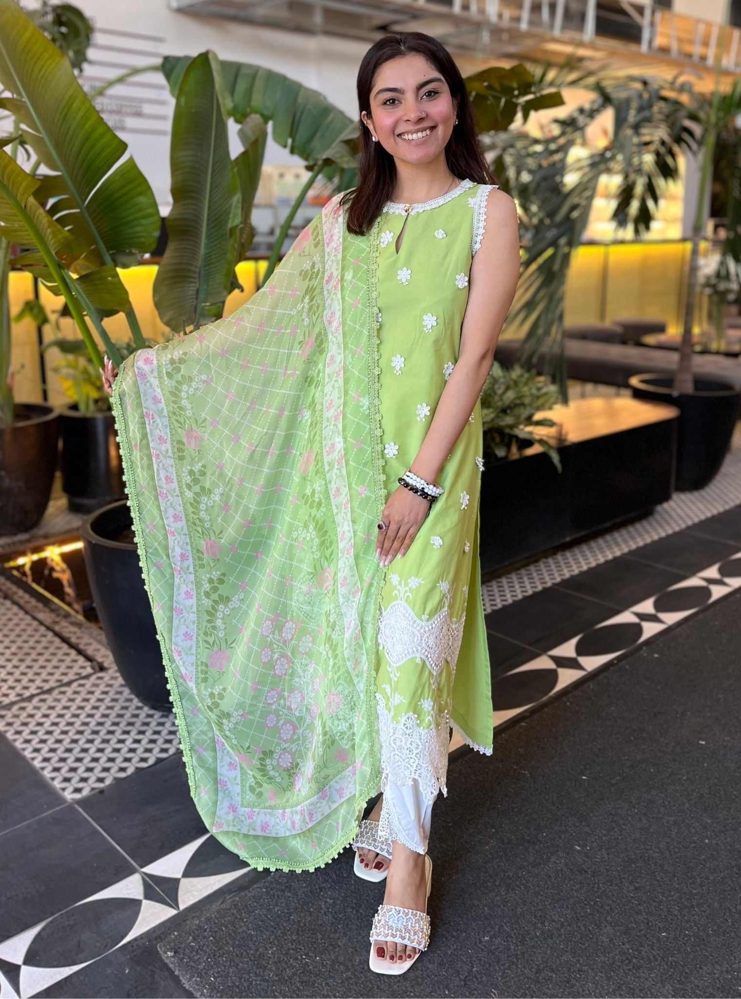 Paradise Supima Cotton Lime Kurta With Aashvi Pant