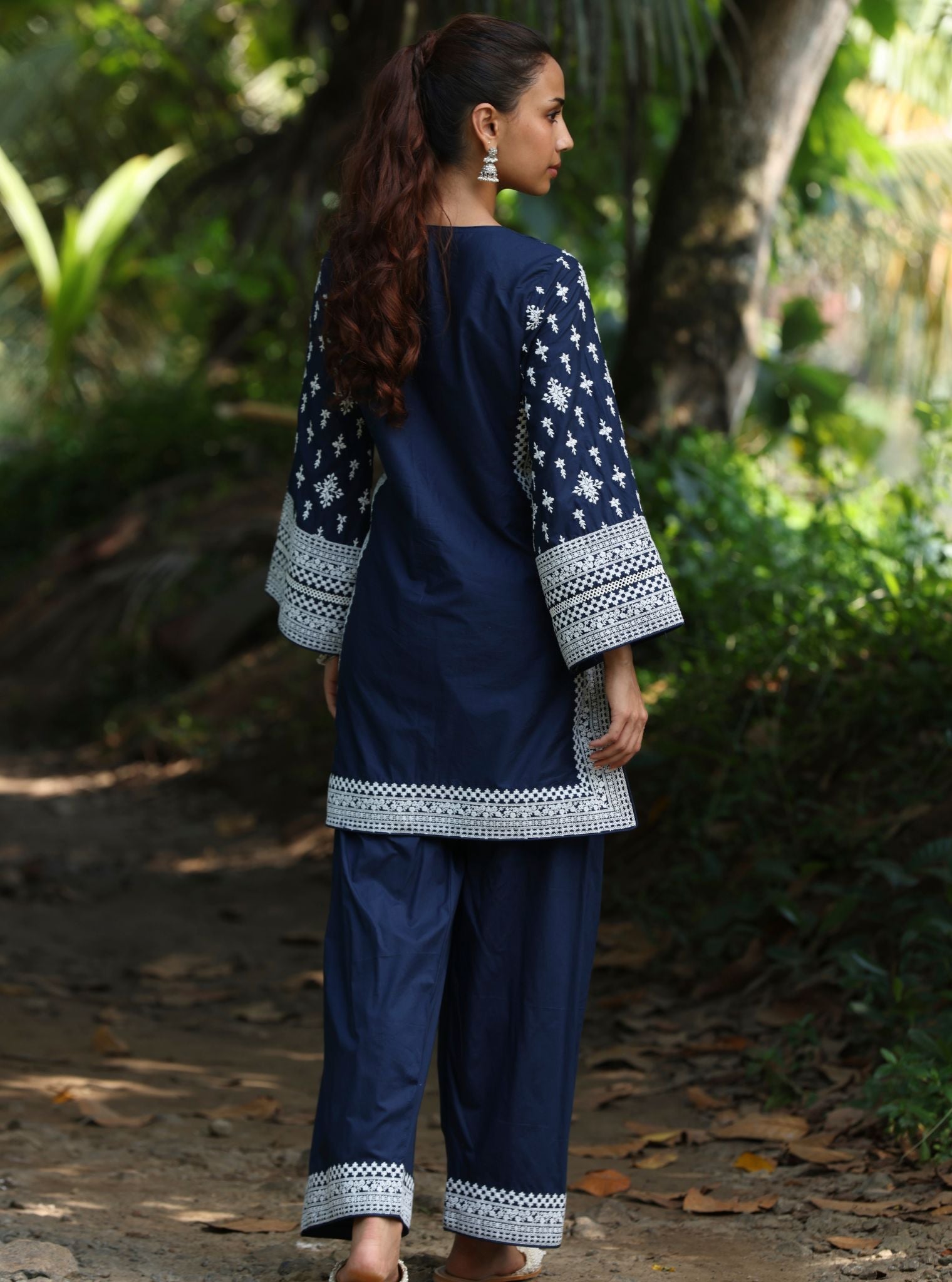 Mulmul Cotton Sree Navy Kurta With Mulmul Cotton Sree Navy Salwar