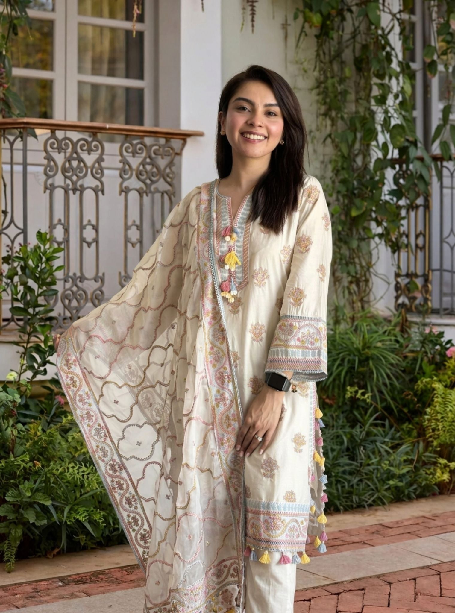 Amoli Supima Cotton Off White Kurta Set