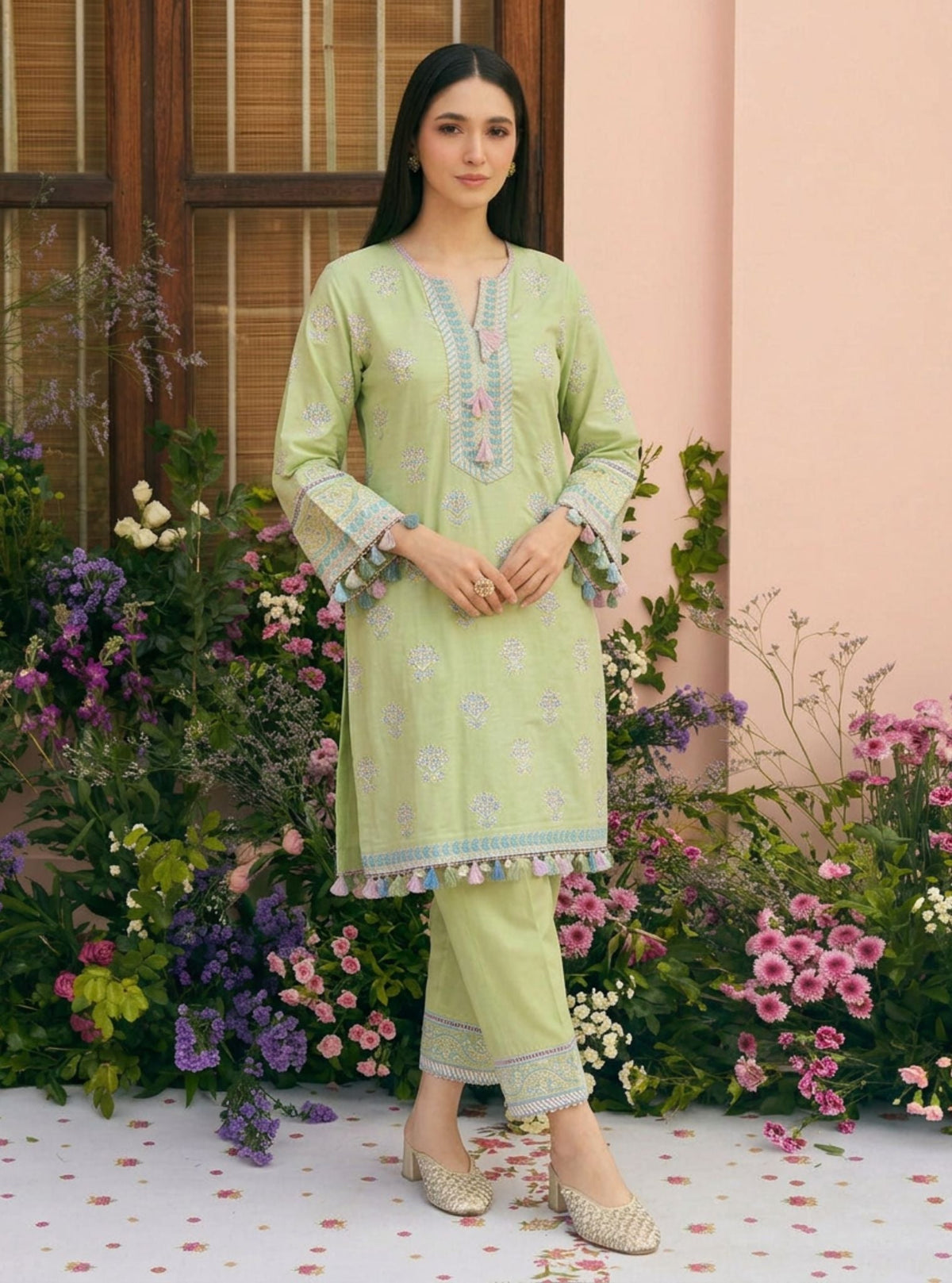 Amoli Supima Cotton Green Kurta Set