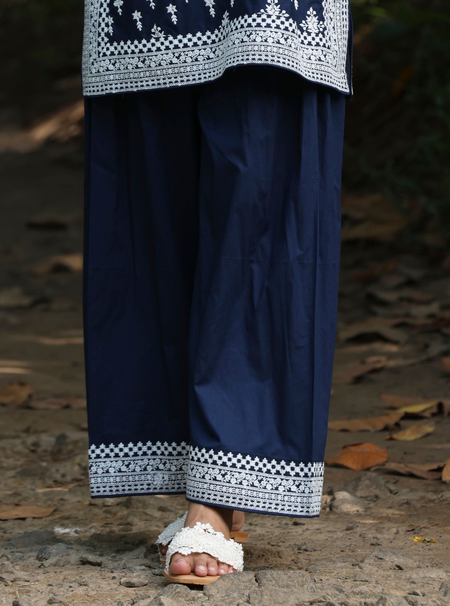 Mulmul Cotton Sree Navy Kurta With Mulmul Cotton Sree Navy Salwar