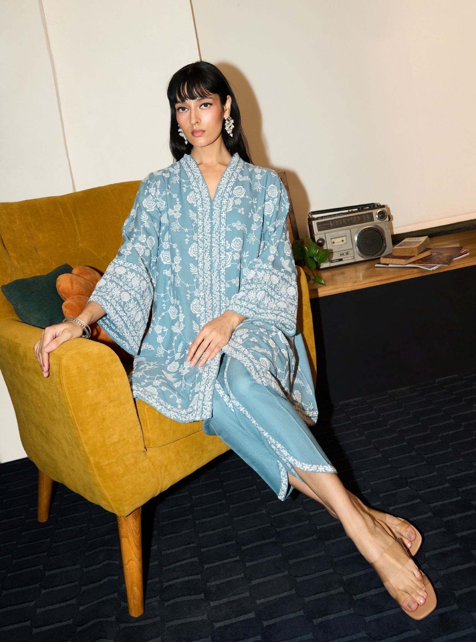 Greta Wool Light Blue Kurta Set