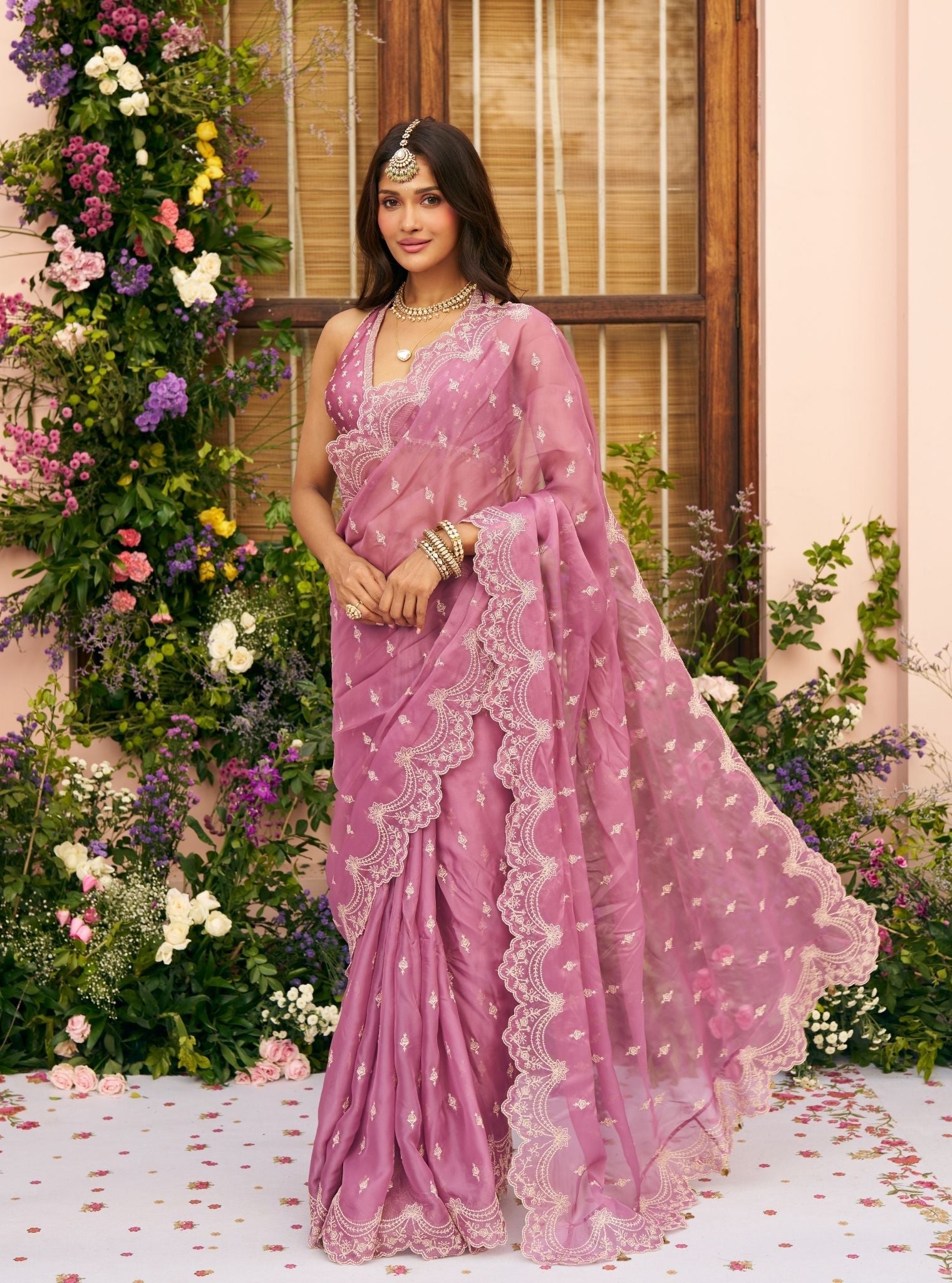 Albela Organza Purple Saree