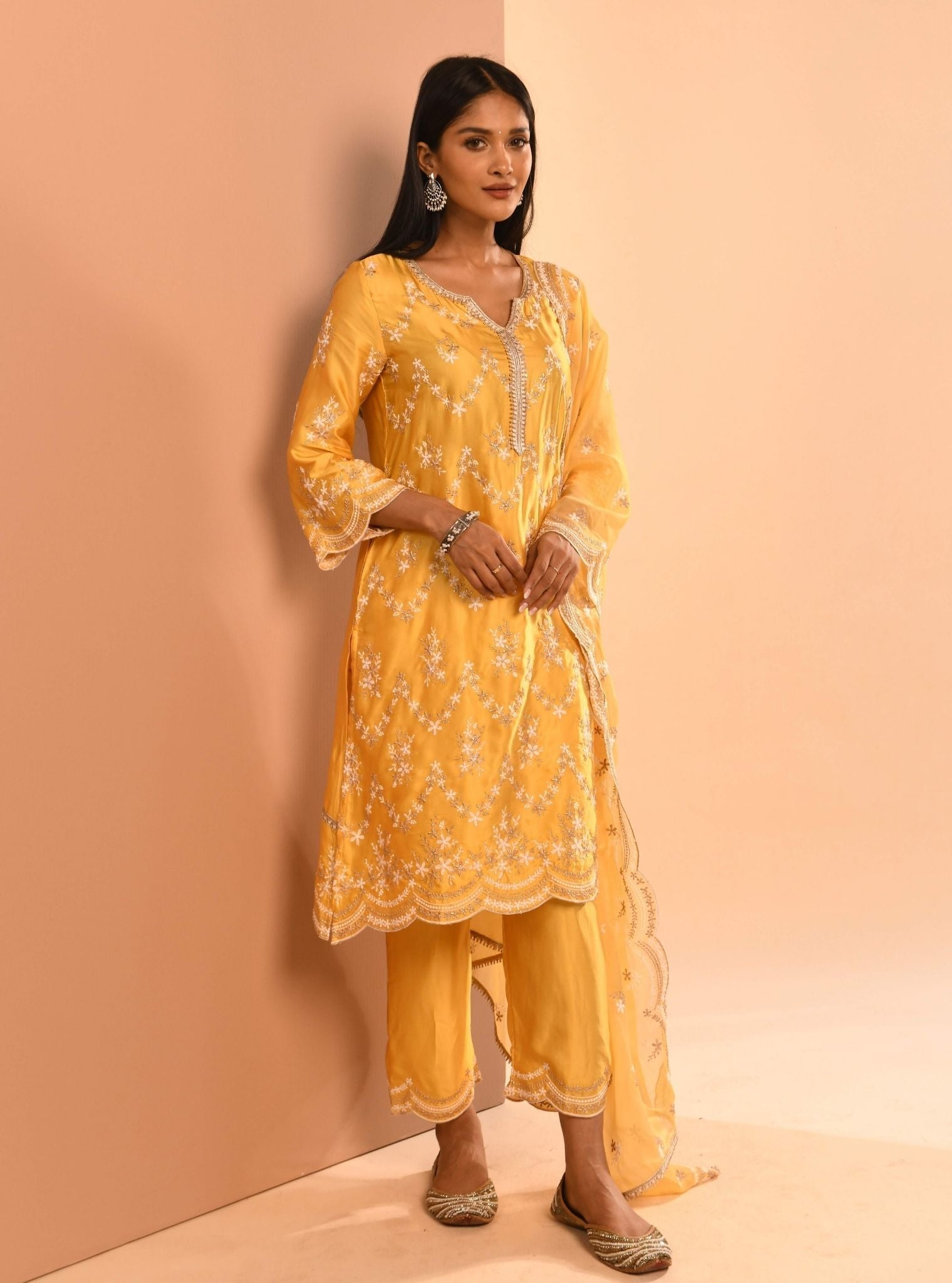Mulmul Cupro Valaya Yellow Pant