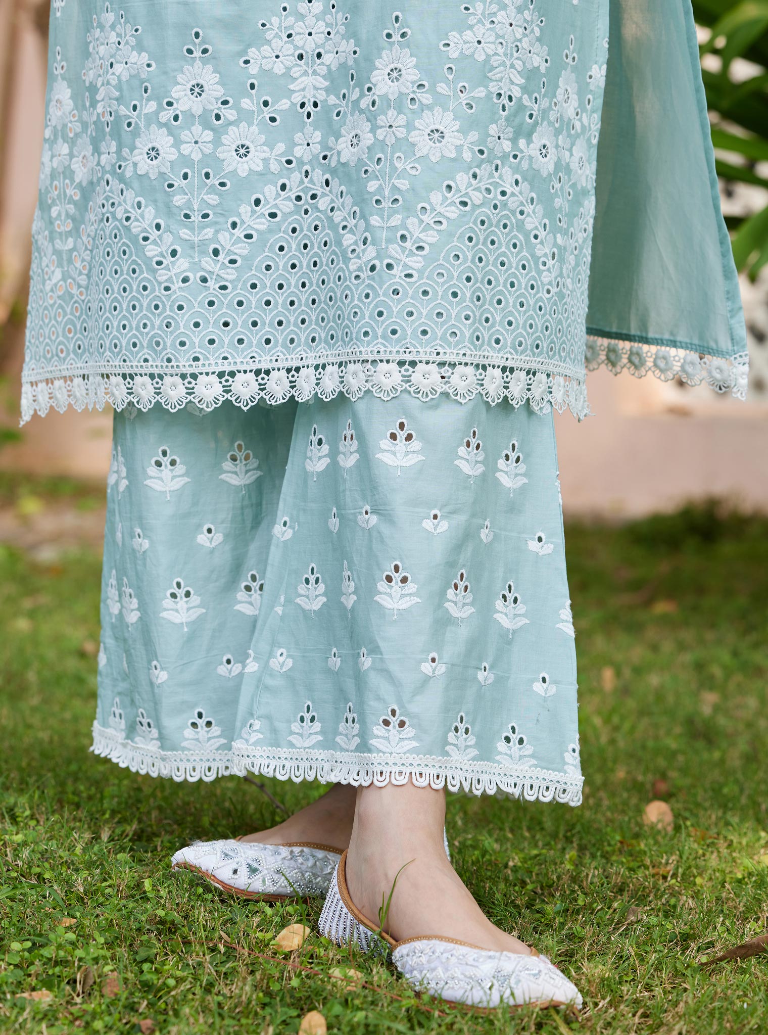 Mulmul Supima Cotton Peehu Light Blue Pant