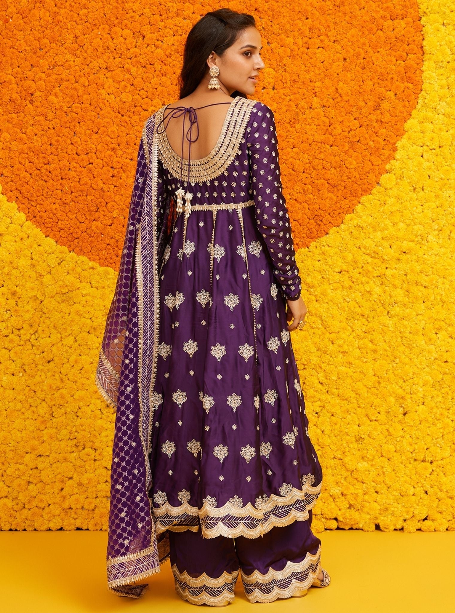 Palki Organza Satin Purple Kurta