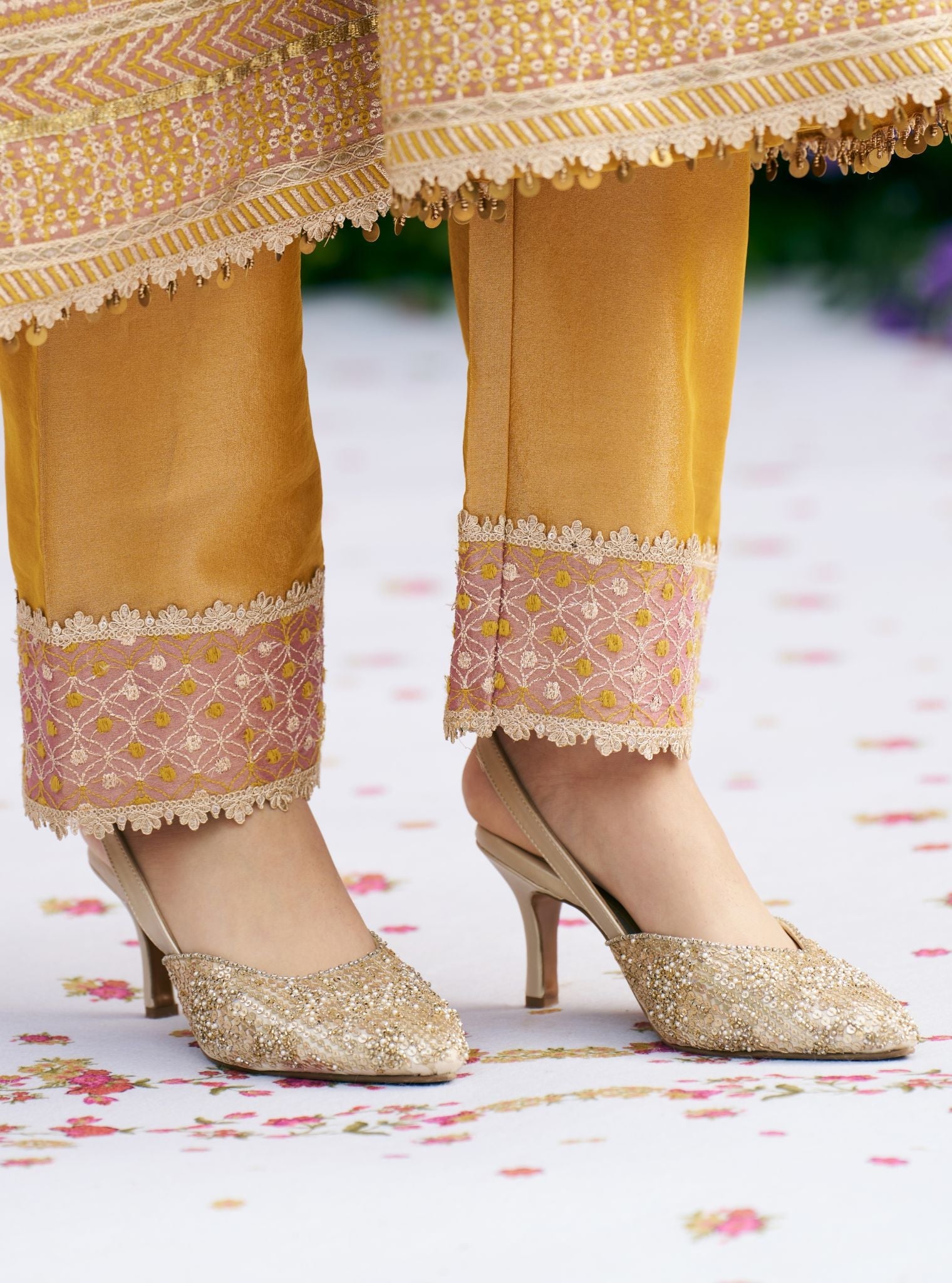 Naira Antique Gold Vegan Pointy Heel
