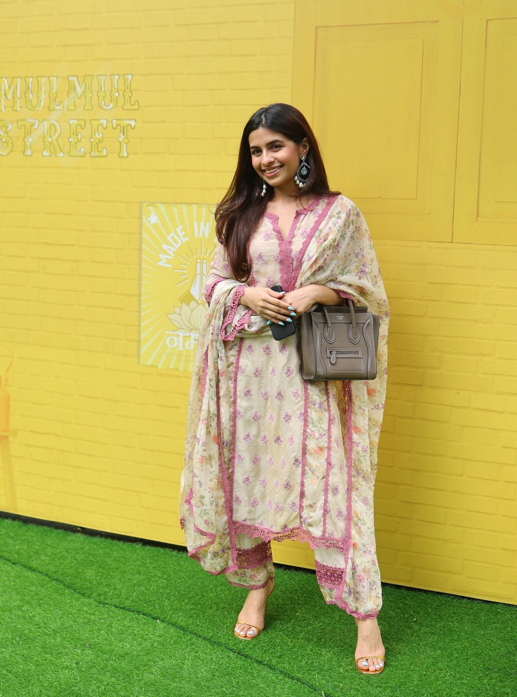 Alwen Organza Printed Off White Kurta Set
