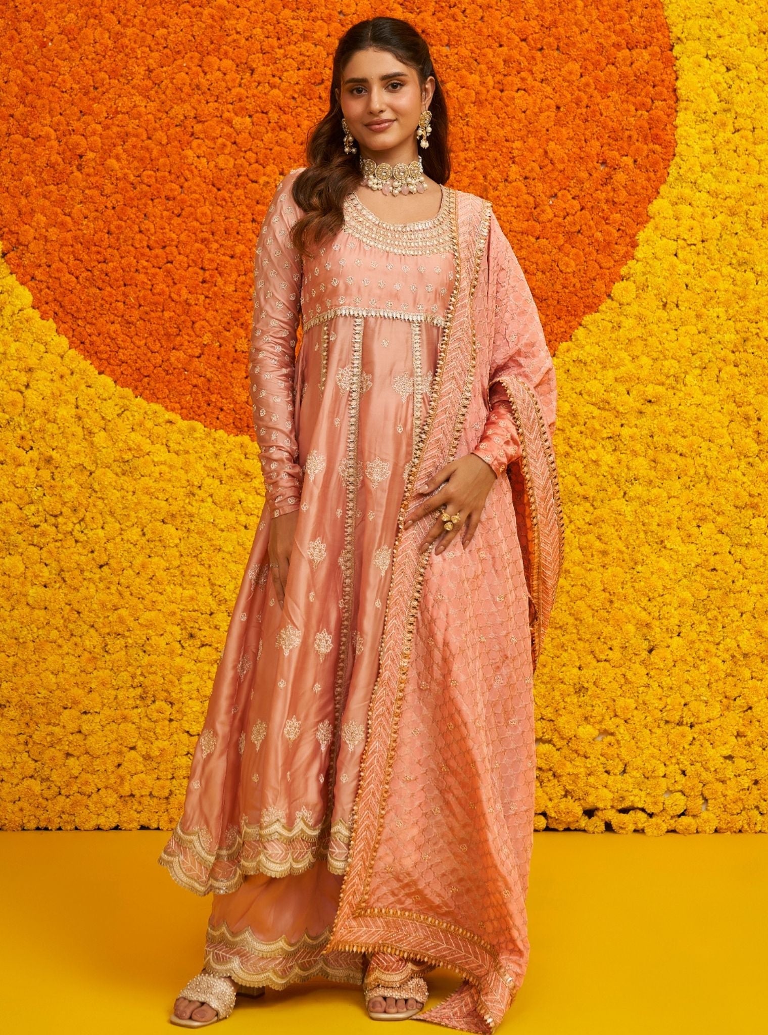 Palki Organza Satin Pink Kurta