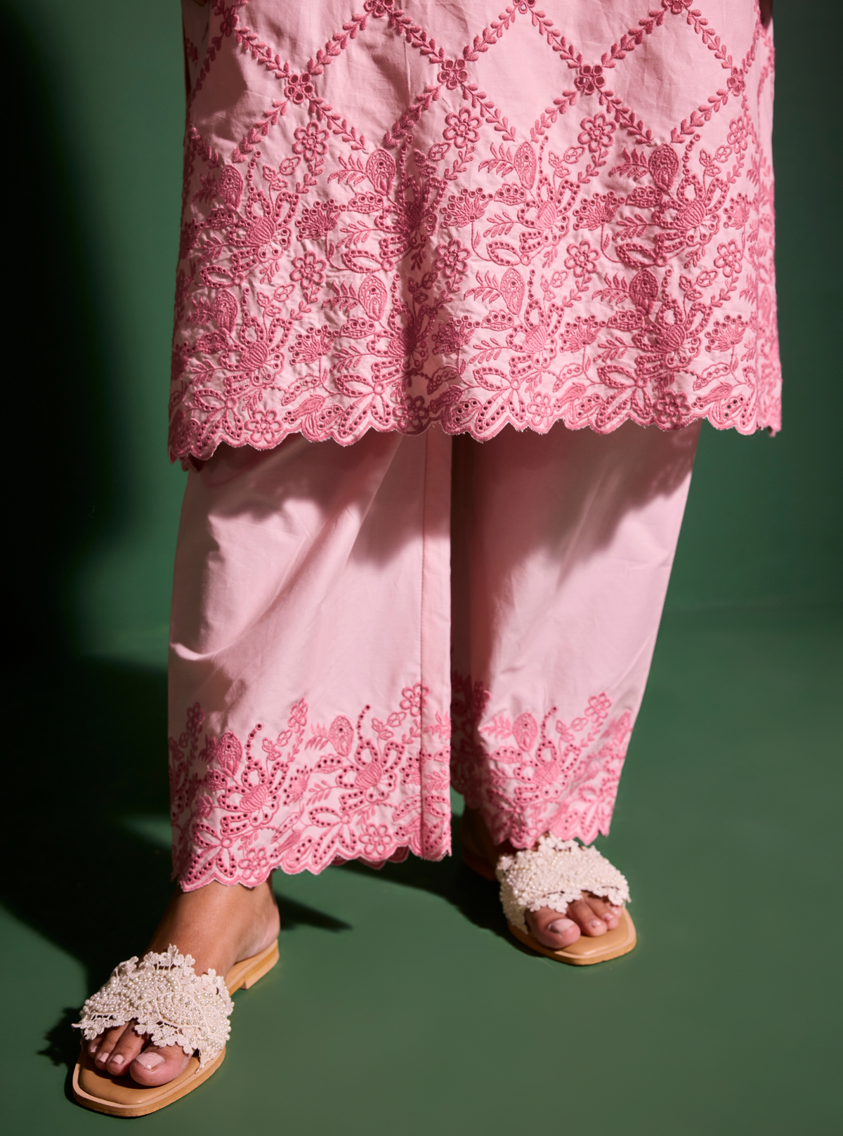 Eesvari Supima Cotton Light Pink Kurta Set