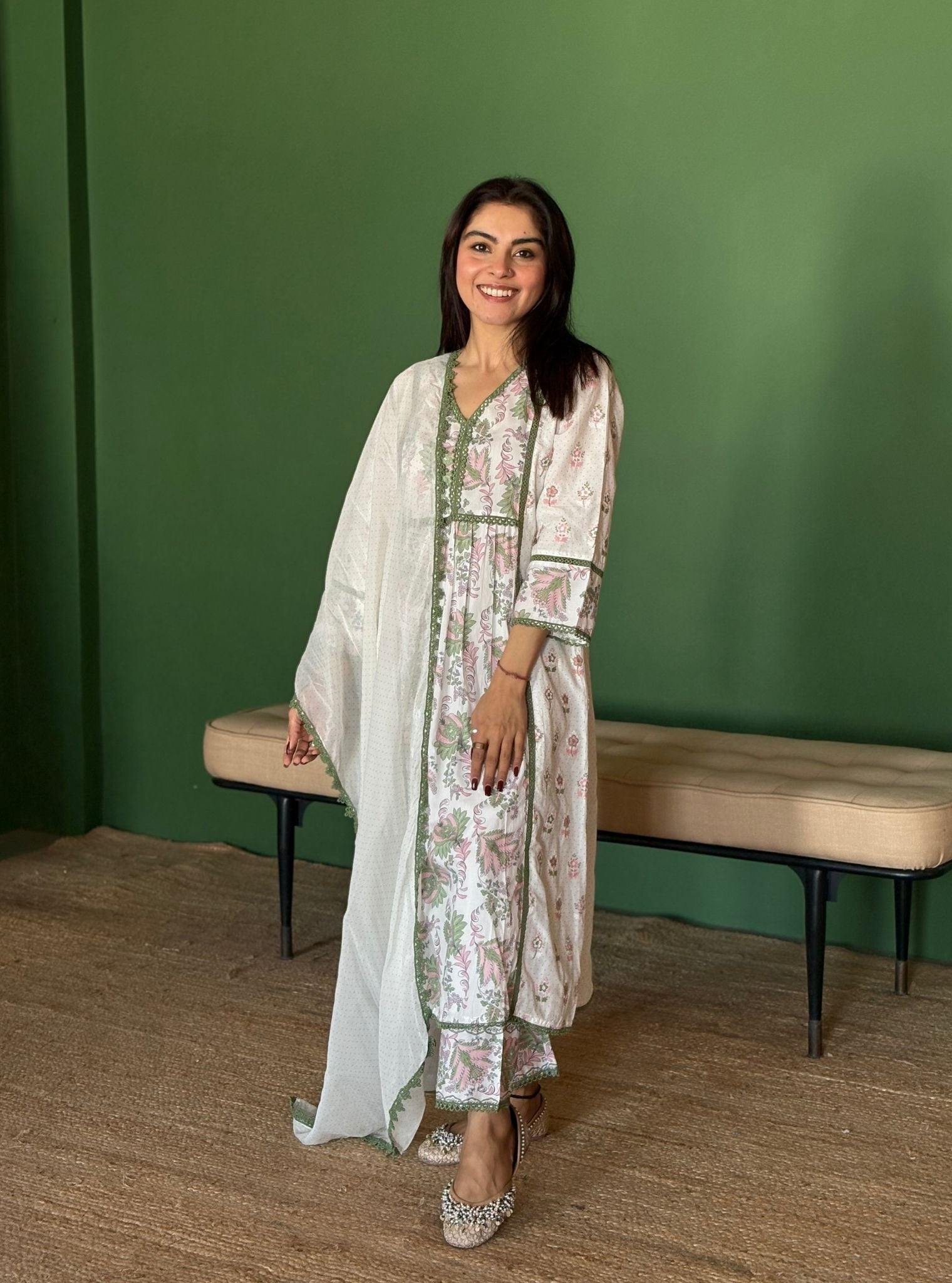 Kalina Supima Cotton Green Kurta Set