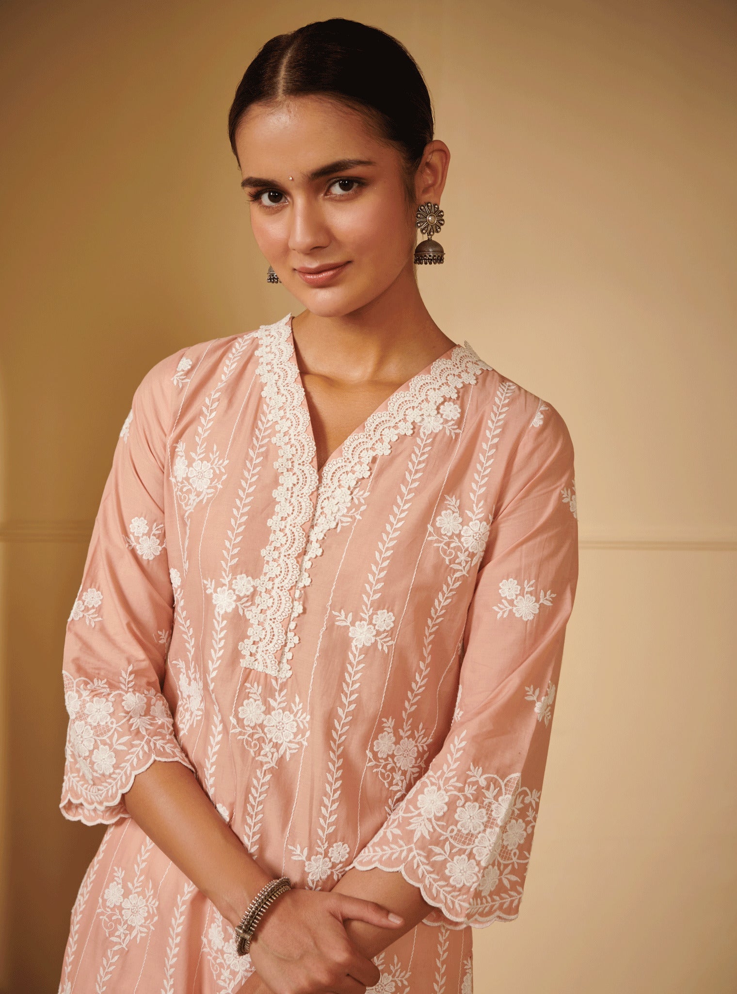 Dhansiri Supima Cotton Beige Kurta Set