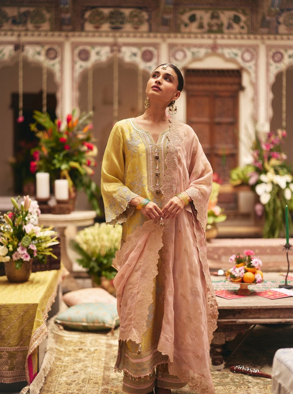 Dariya Bemberg Giraffe Lime Kurta Set