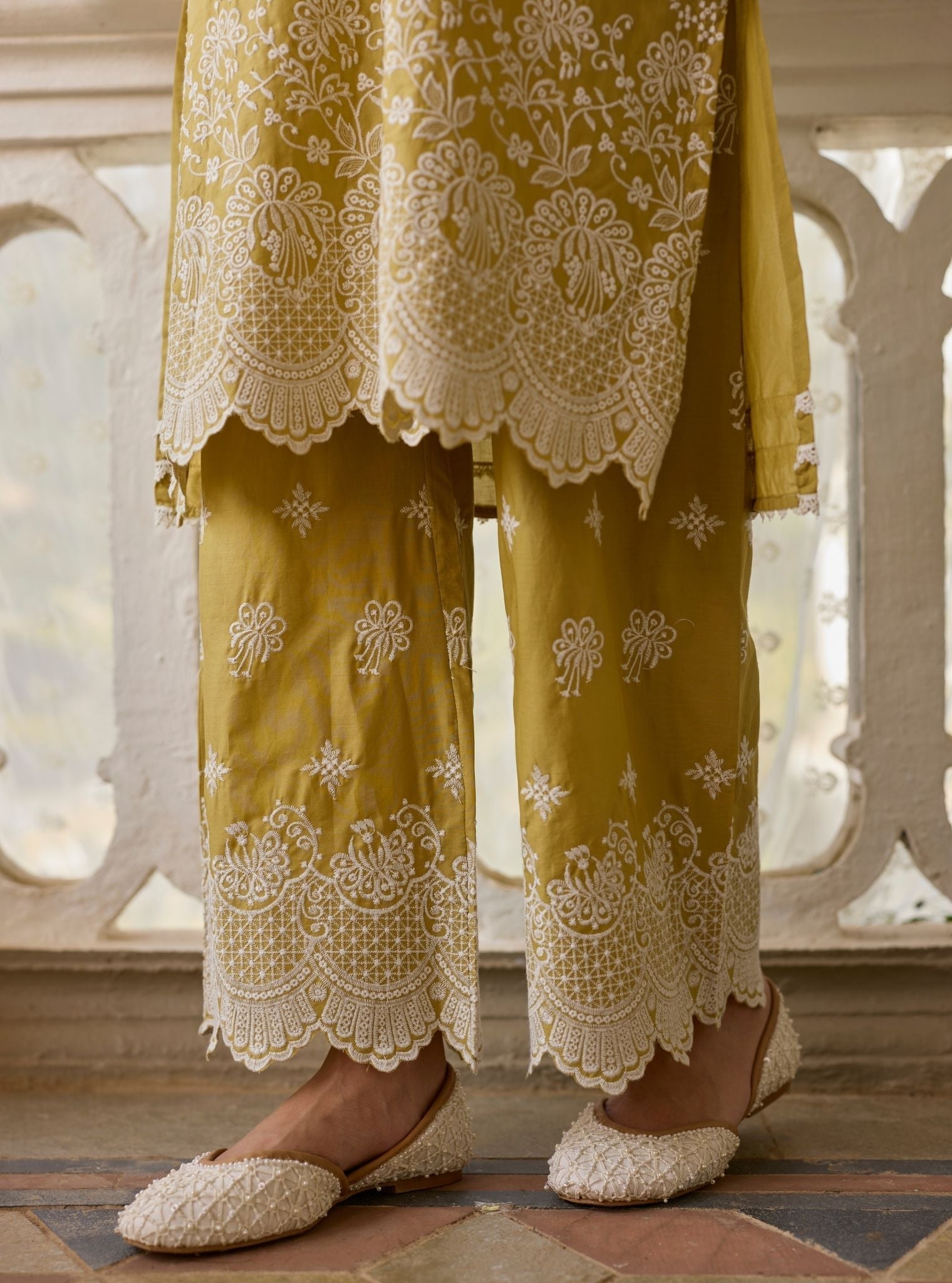 Nihri Supima Cotton Olive Green Kurta Set