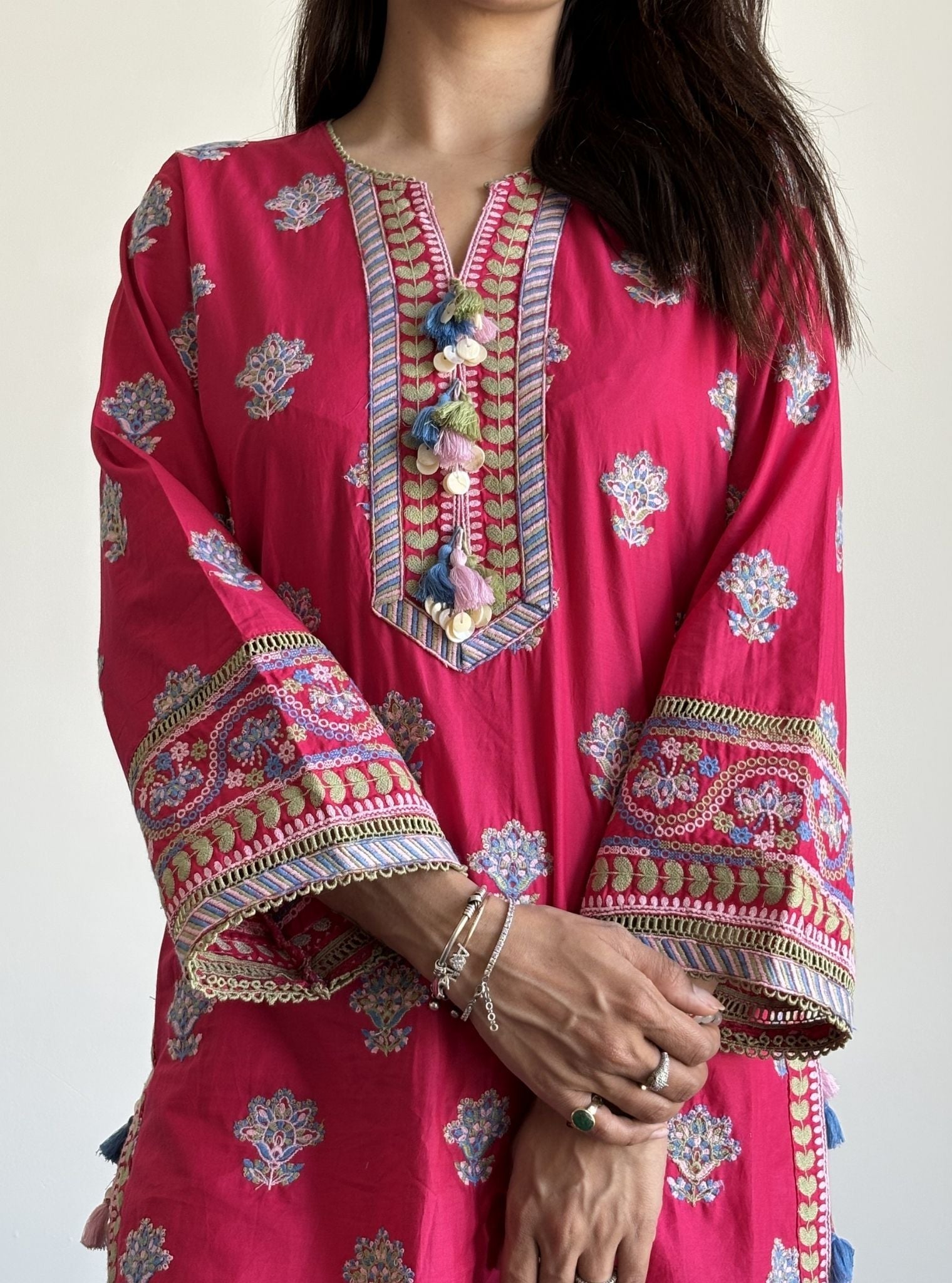 Amoli Supima Cotton Fuschia Kurta Set