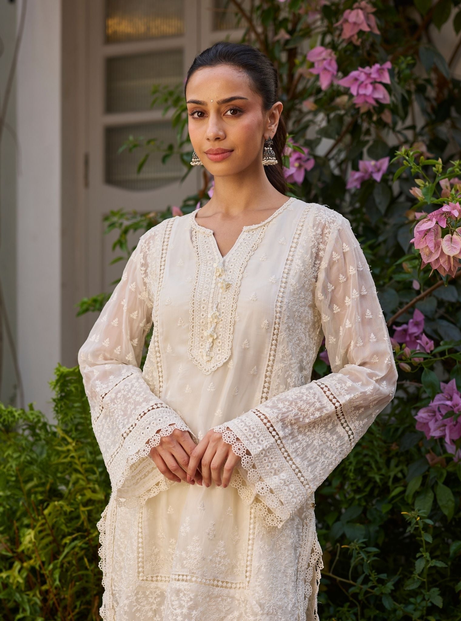 Meyo Organza White Kurta Set