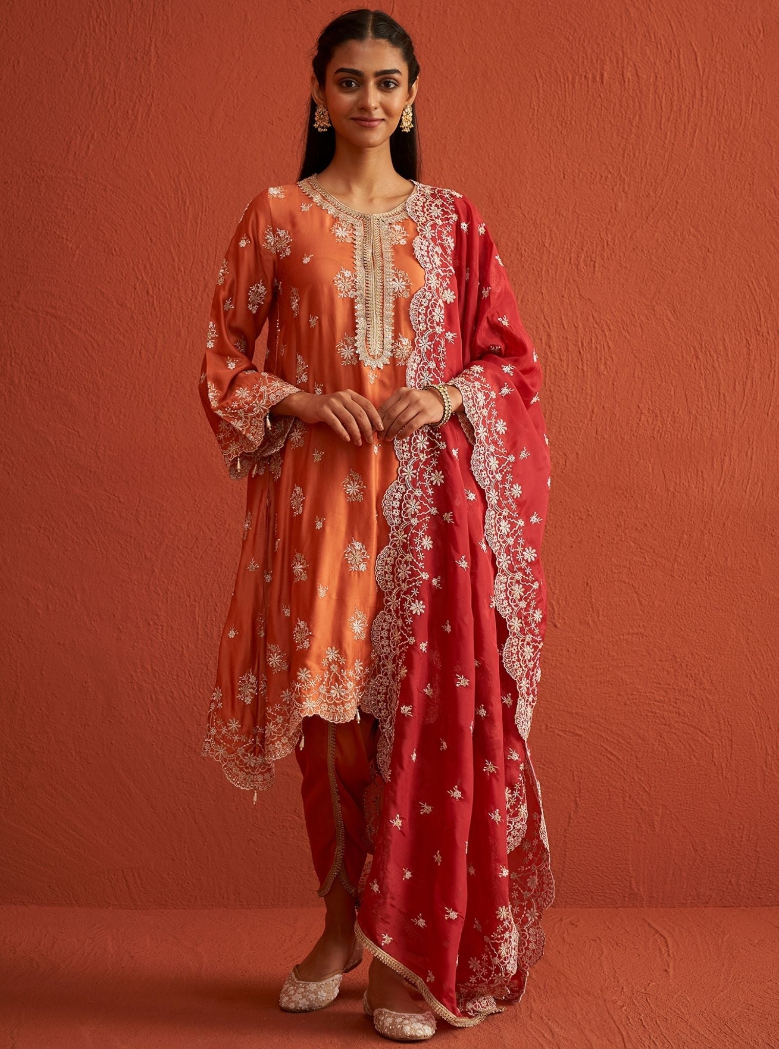 Mulmul HO Silk Kangna Red Dupatta
