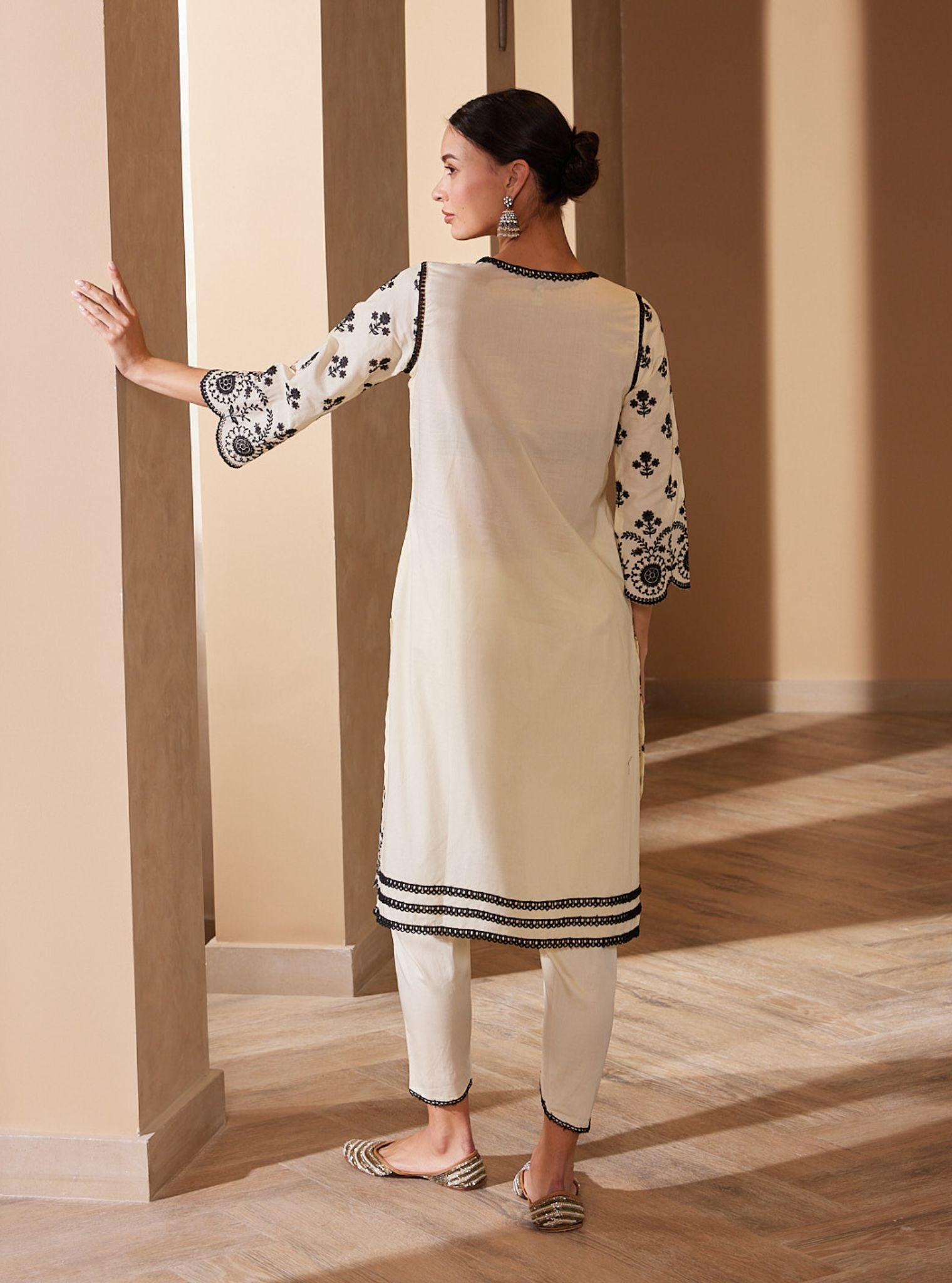 Mulmul Supima Cotton Arpora Off White kurta