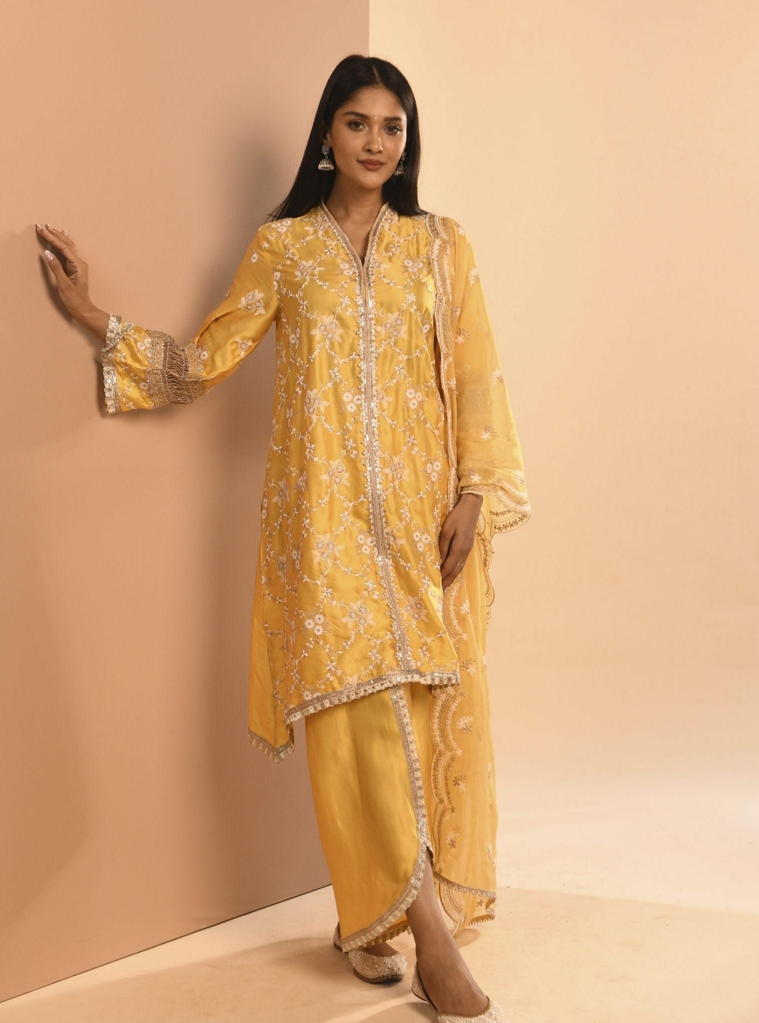 Mulmul Cupro Dvija Yellow Kurta
