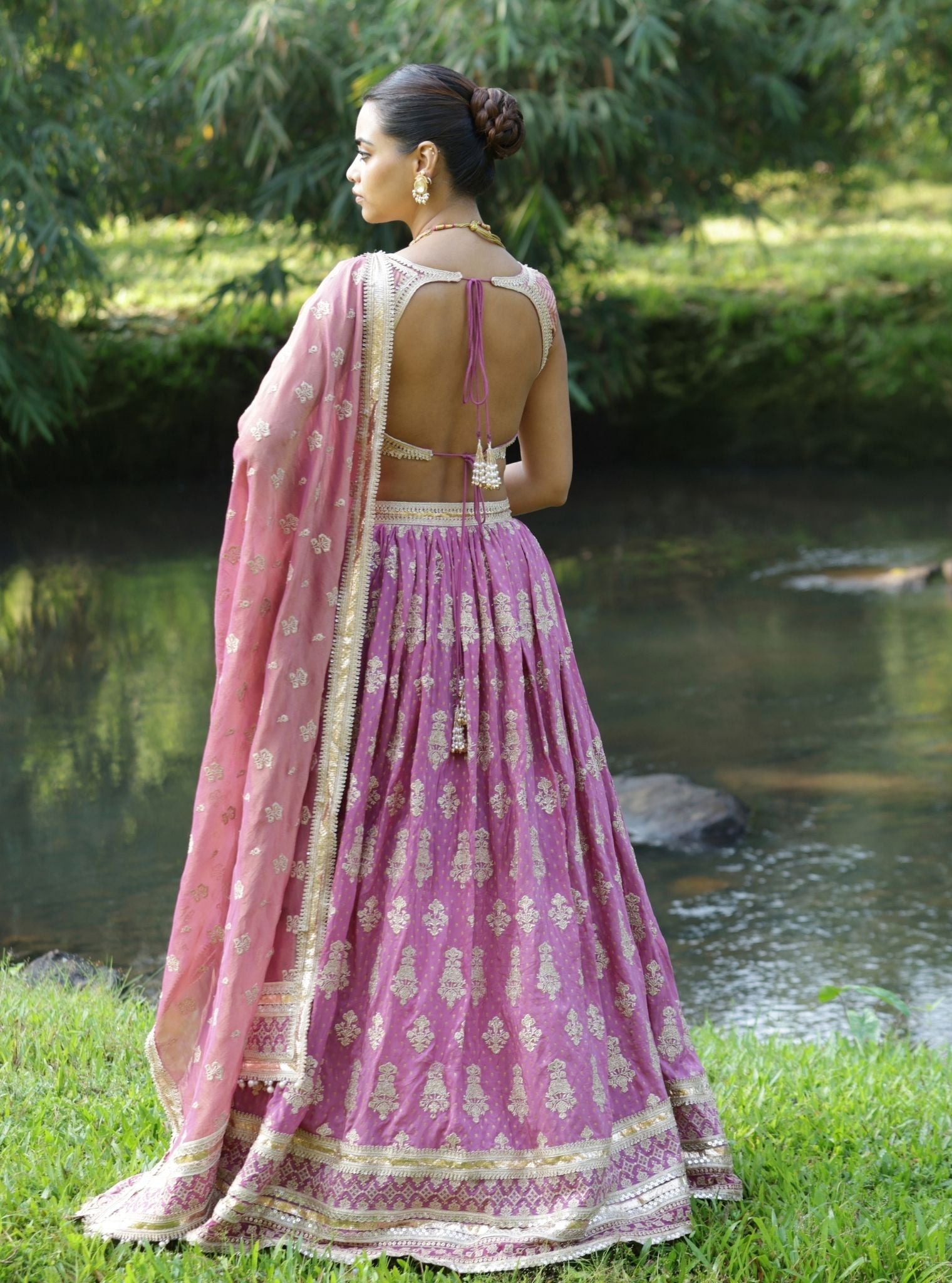 Mulmul Lurex Organza Rang Plum Dupatta