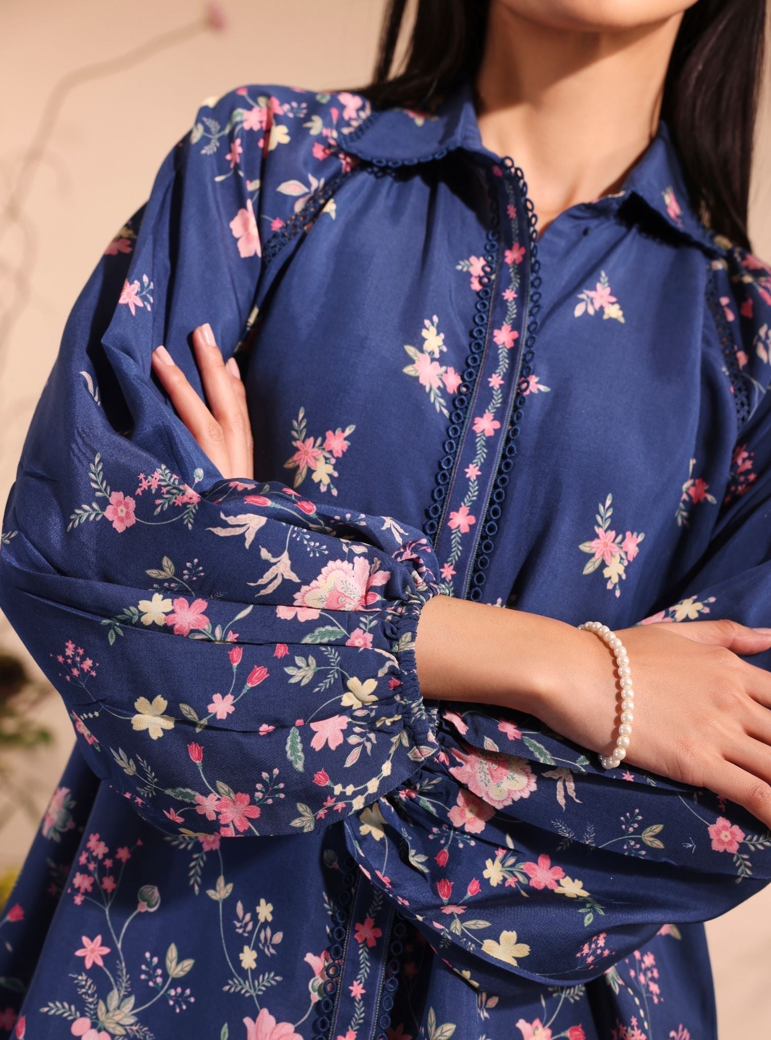 Mulmul Lawn Printed Vesper Navy Shirt