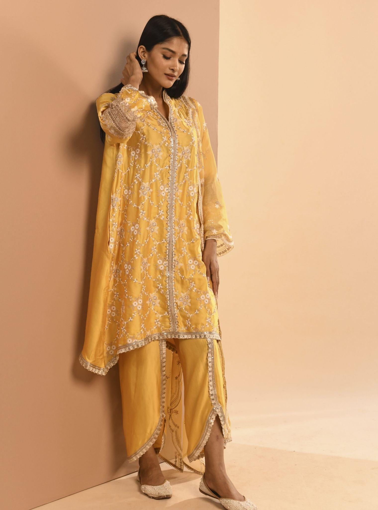 Dvija Cupro Yellow Kurta Set
