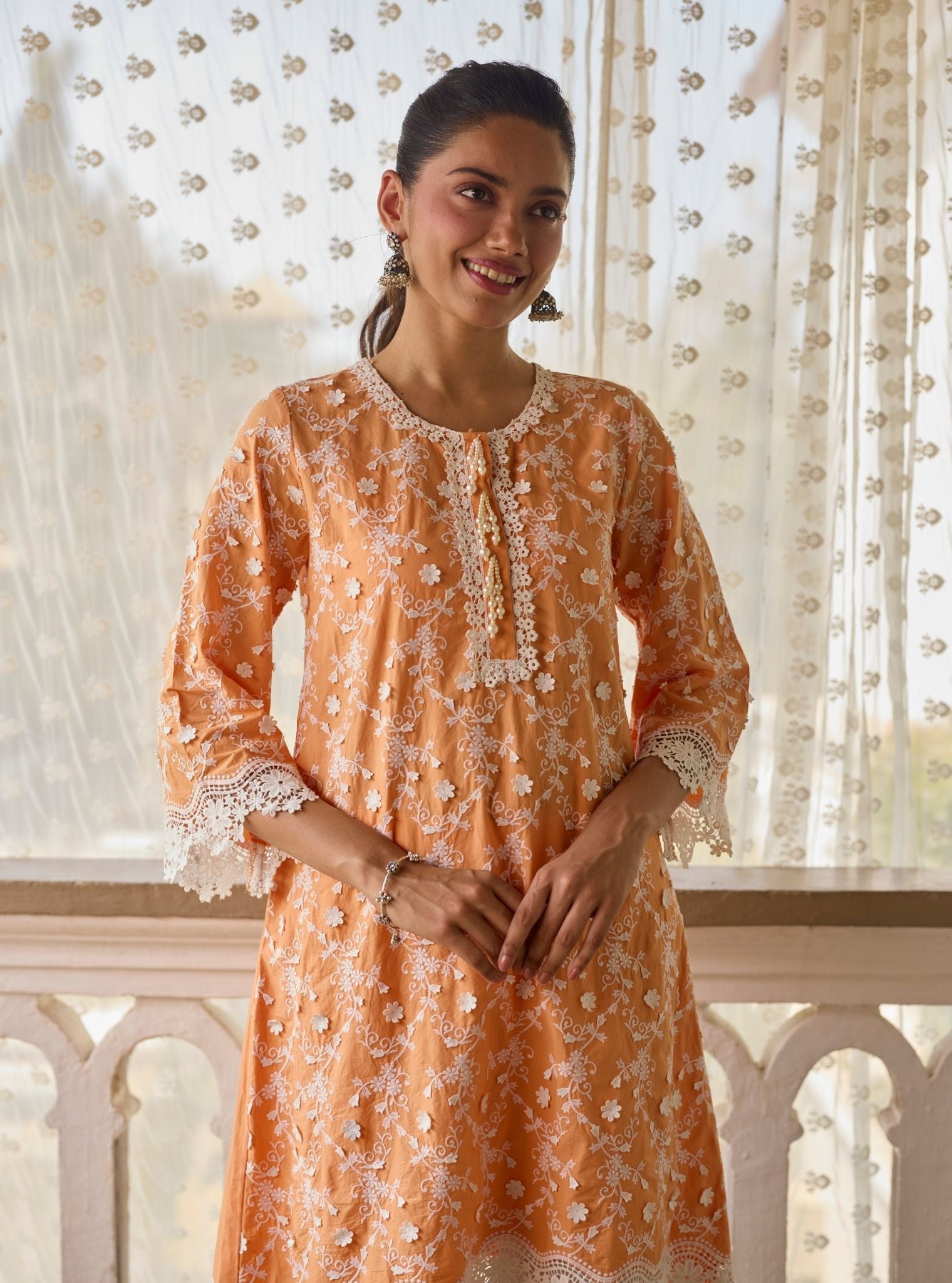 BayBreeze Supima Cotton Orange Kurta Set