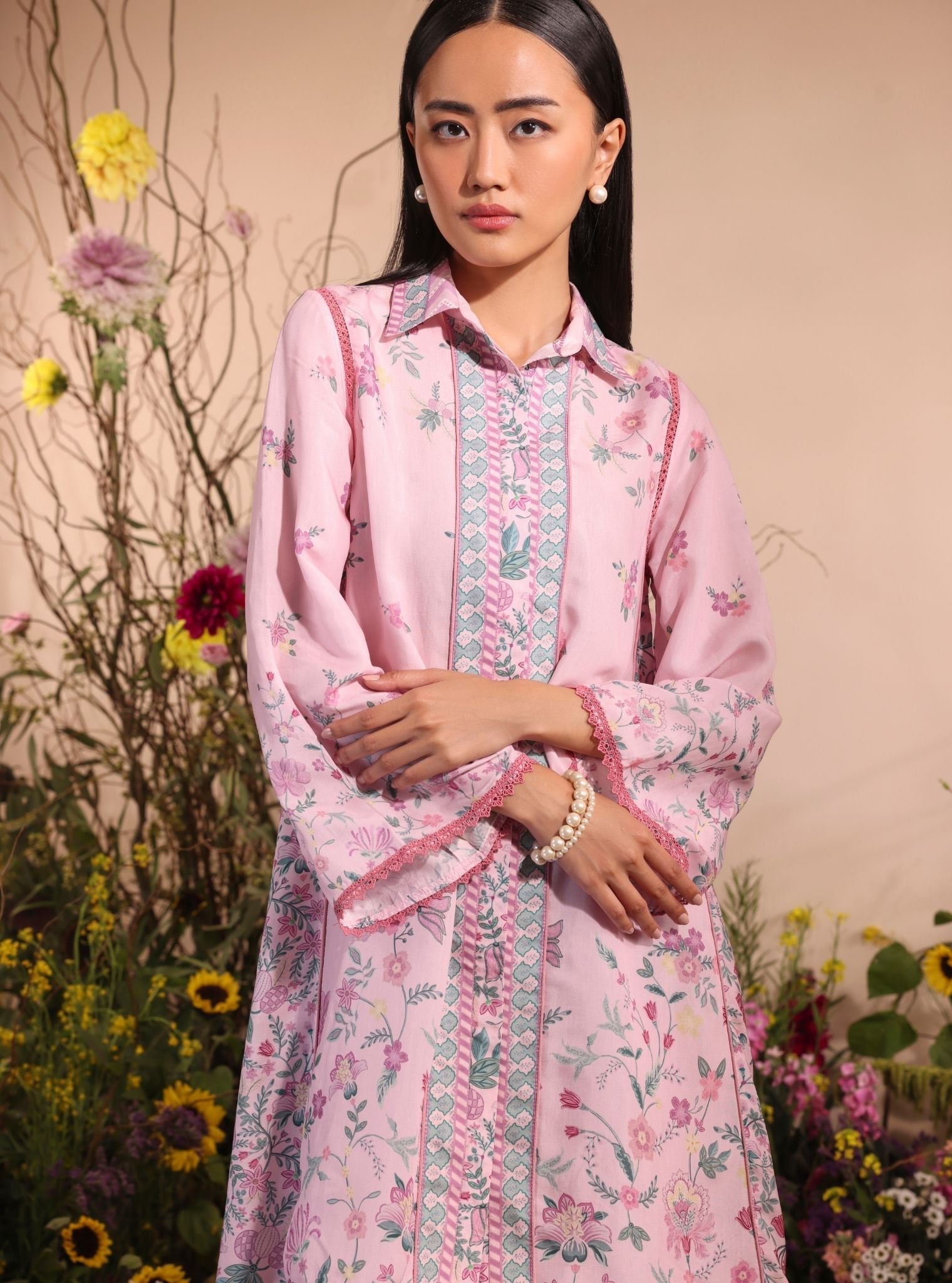 Niamh Lawn Printed Pink Co-ord Set