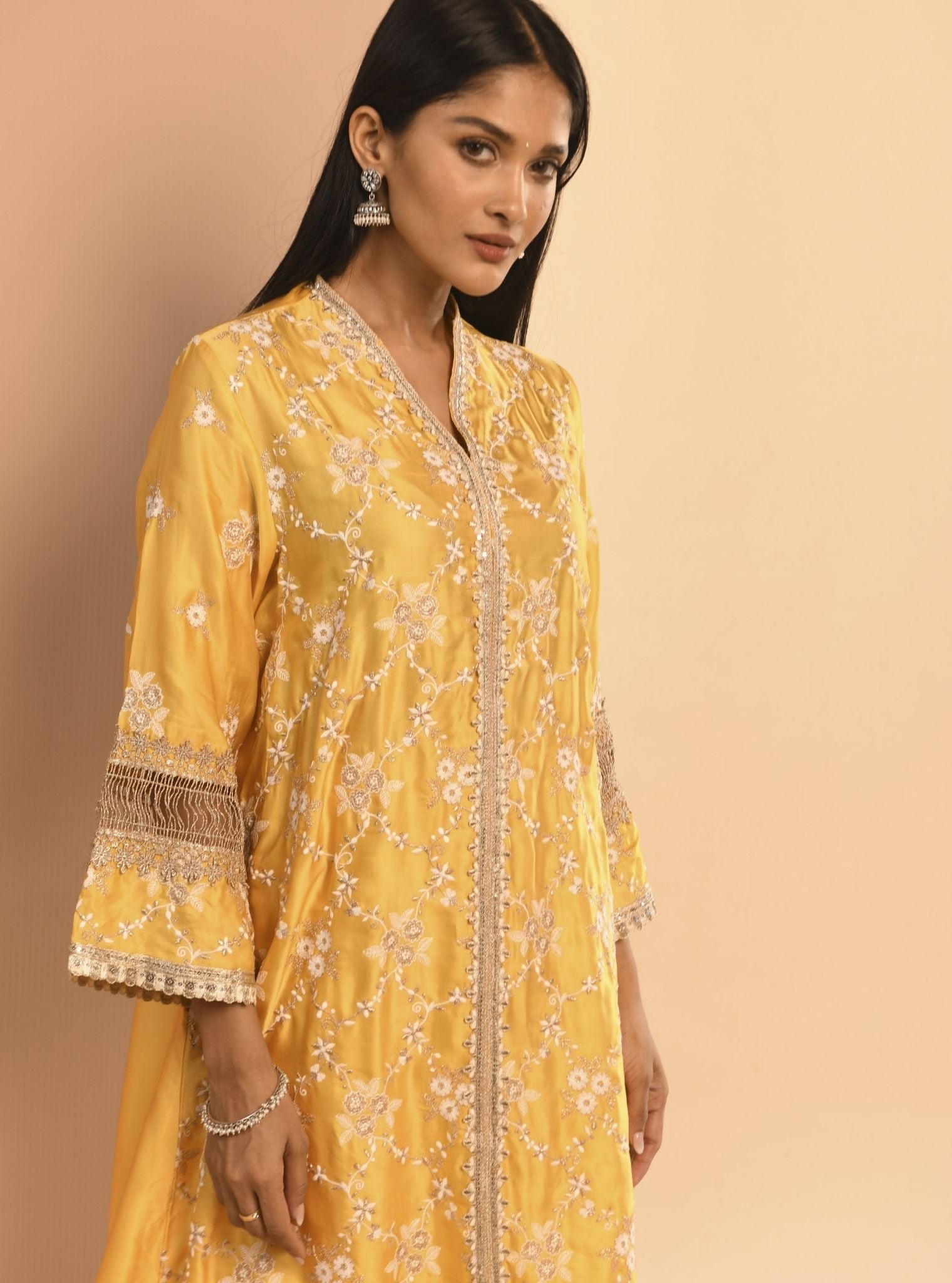 Mulmul Cupro Dvija Yellow Kurta