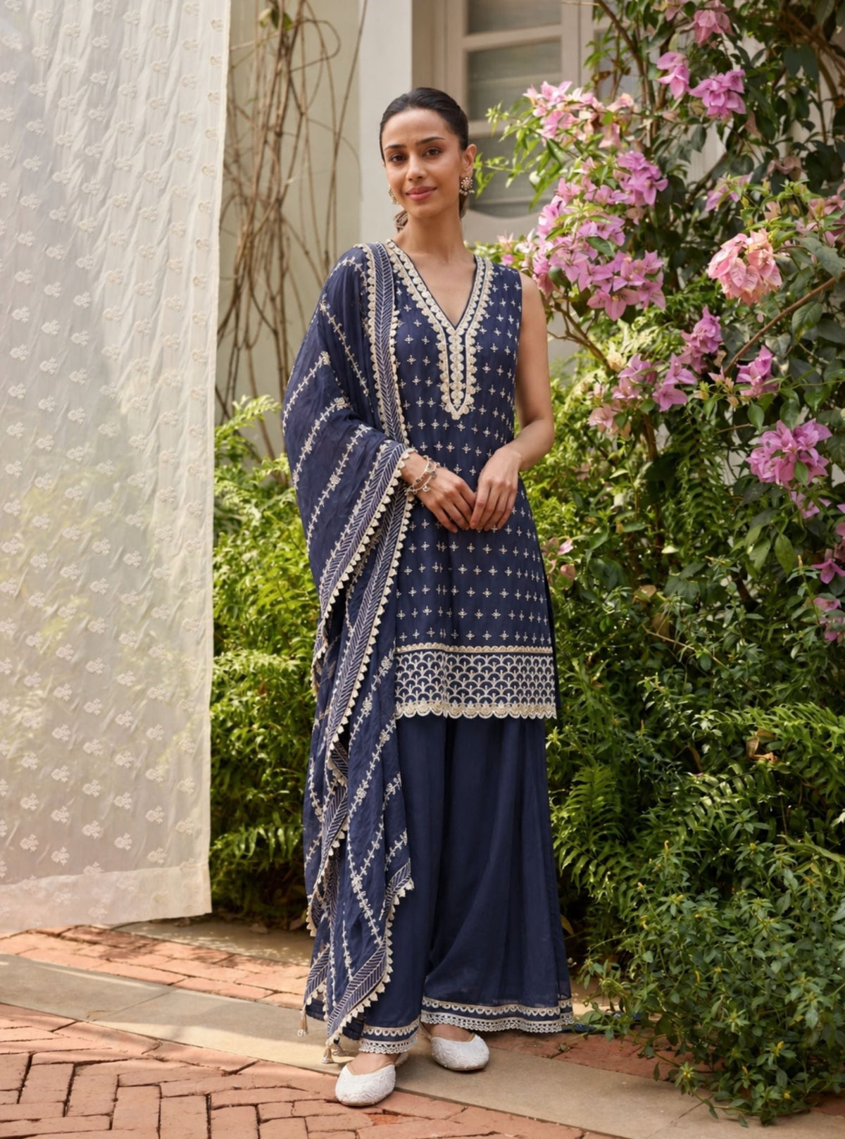 Sangli Organza Navy Kurta Set
