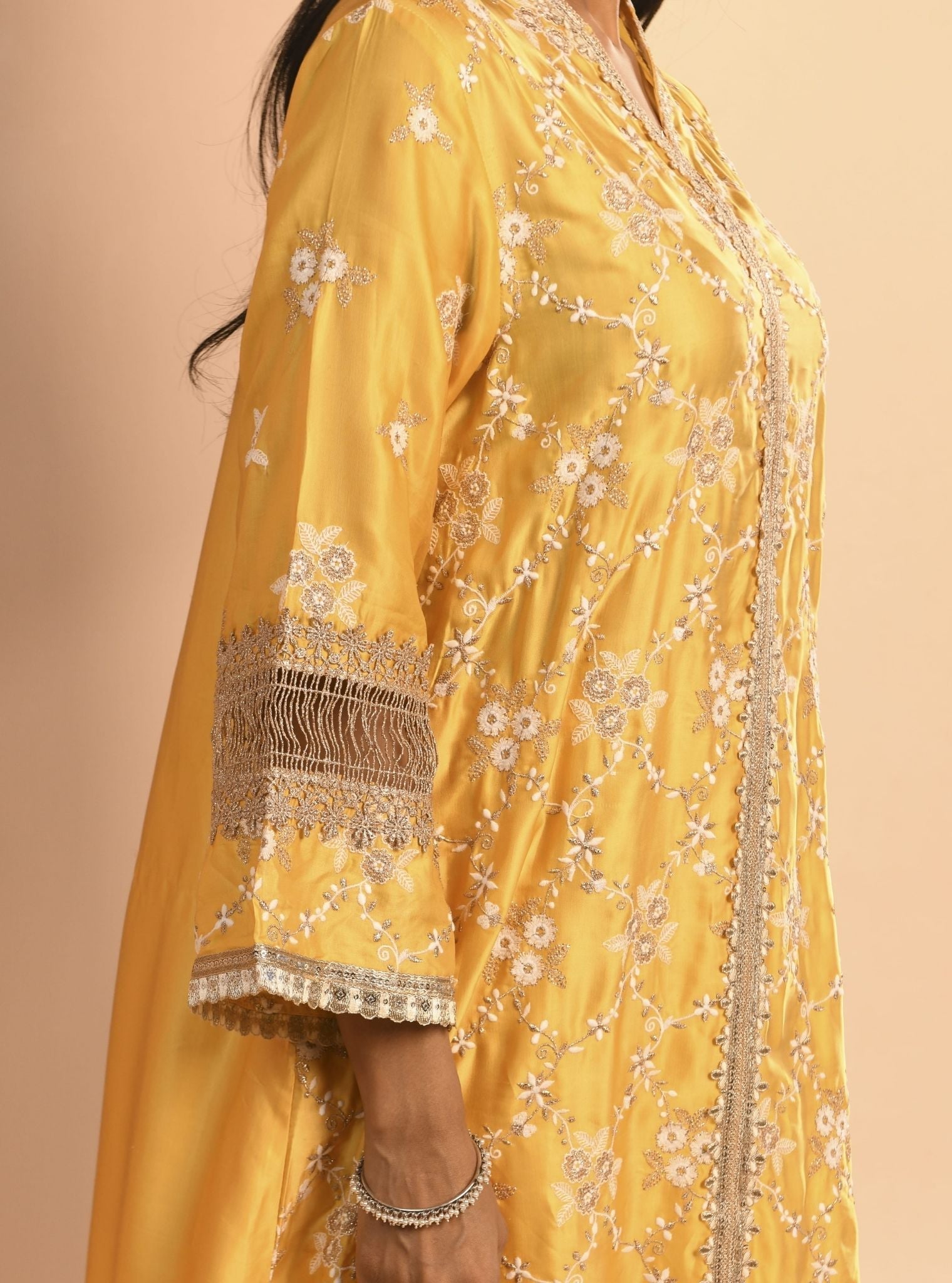 Mulmul Cupro Dvija Yellow Kurta