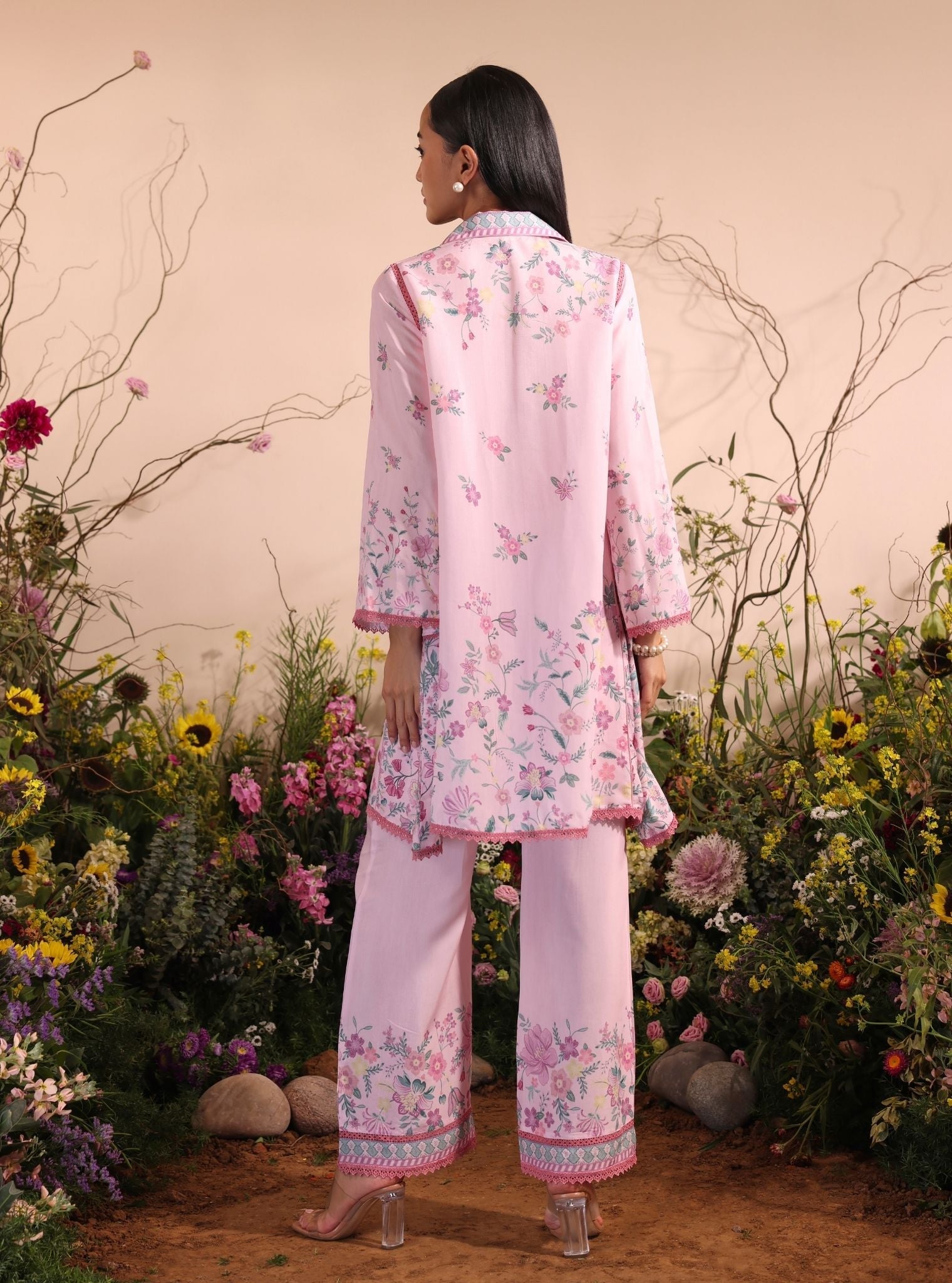 Niamh Lawn Printed Pink Co-ord Set