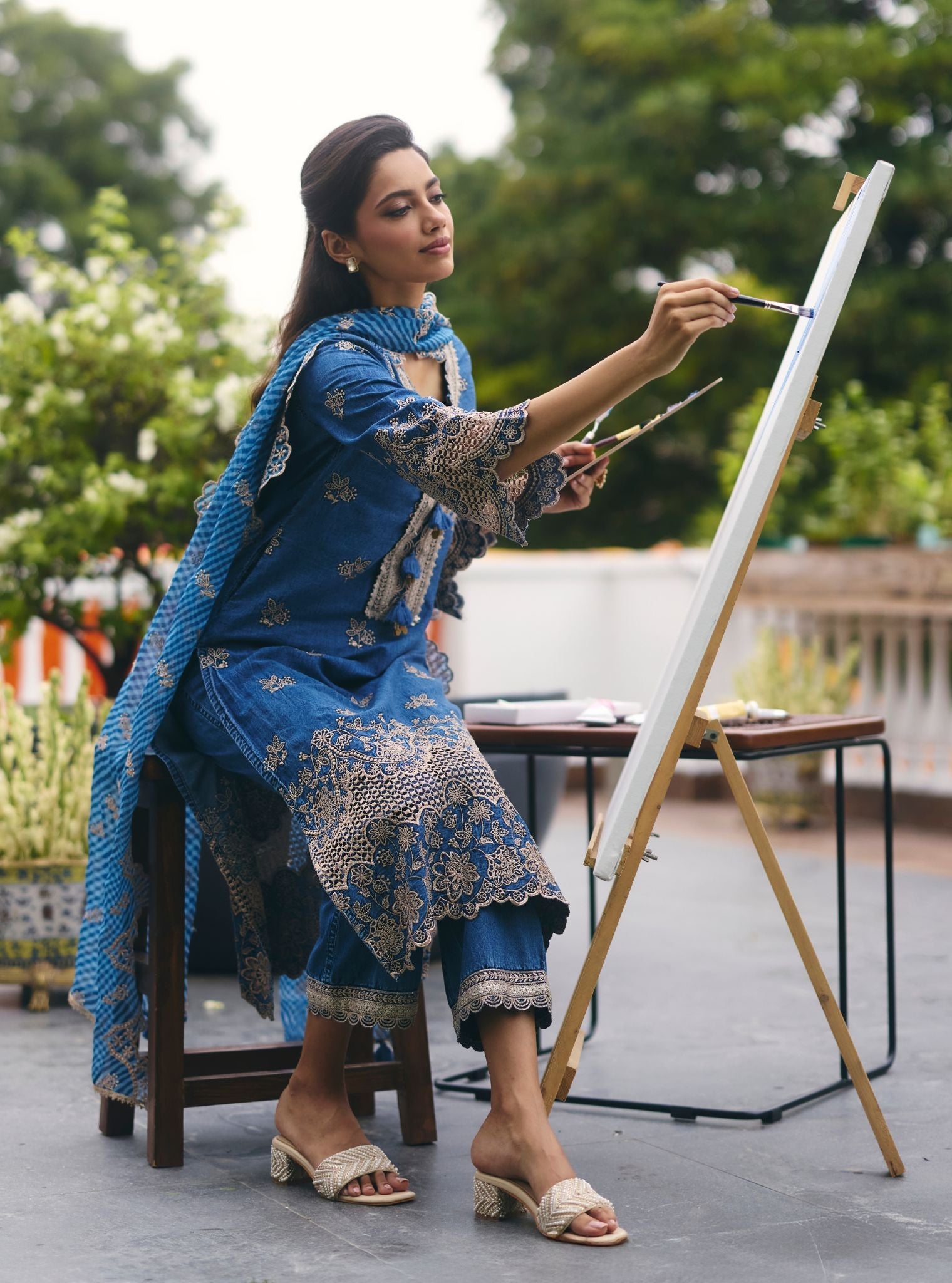 Luri Denim Kurta Set
