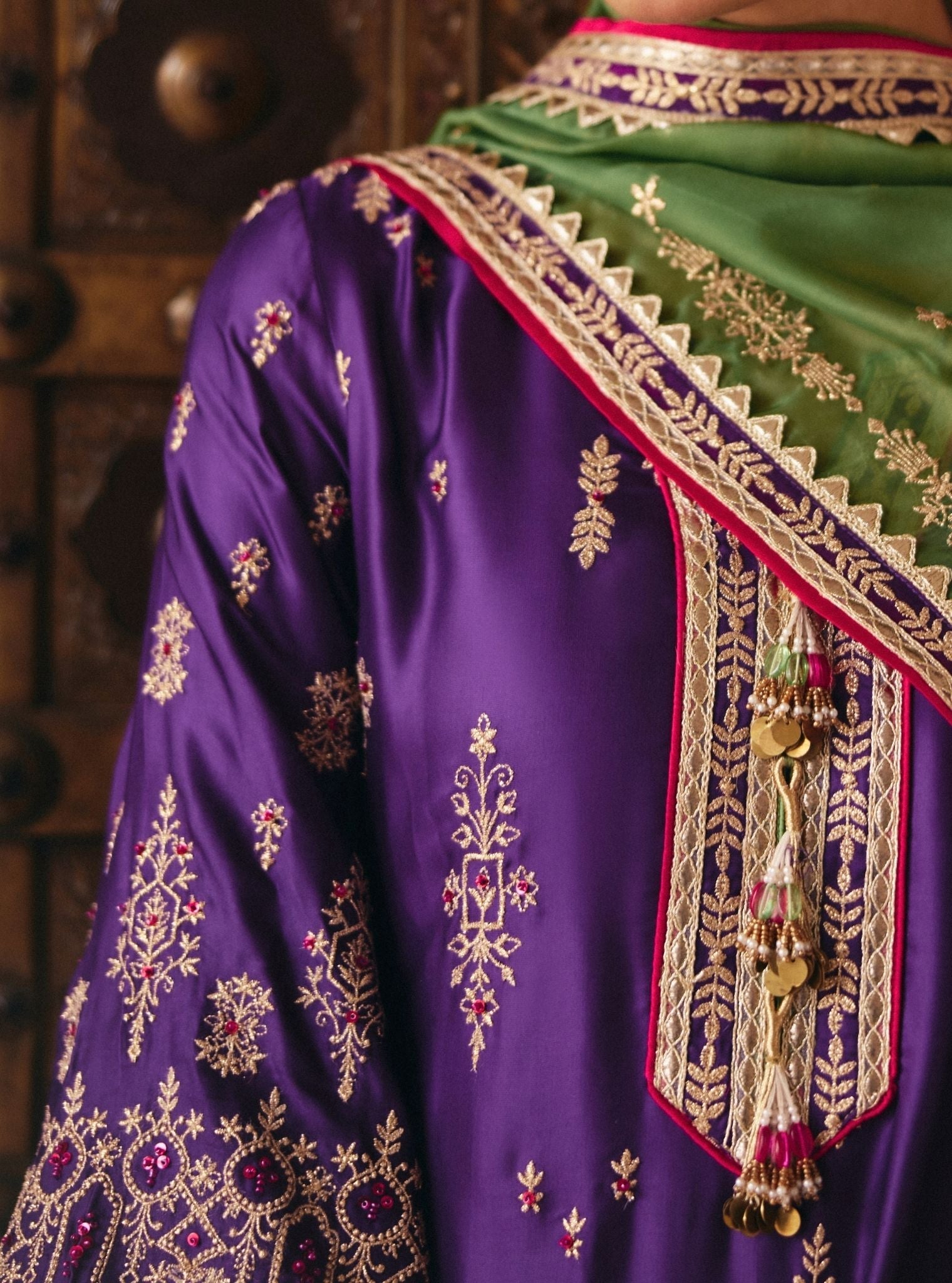 Jaani Cupro Satin Purple Kurta Set