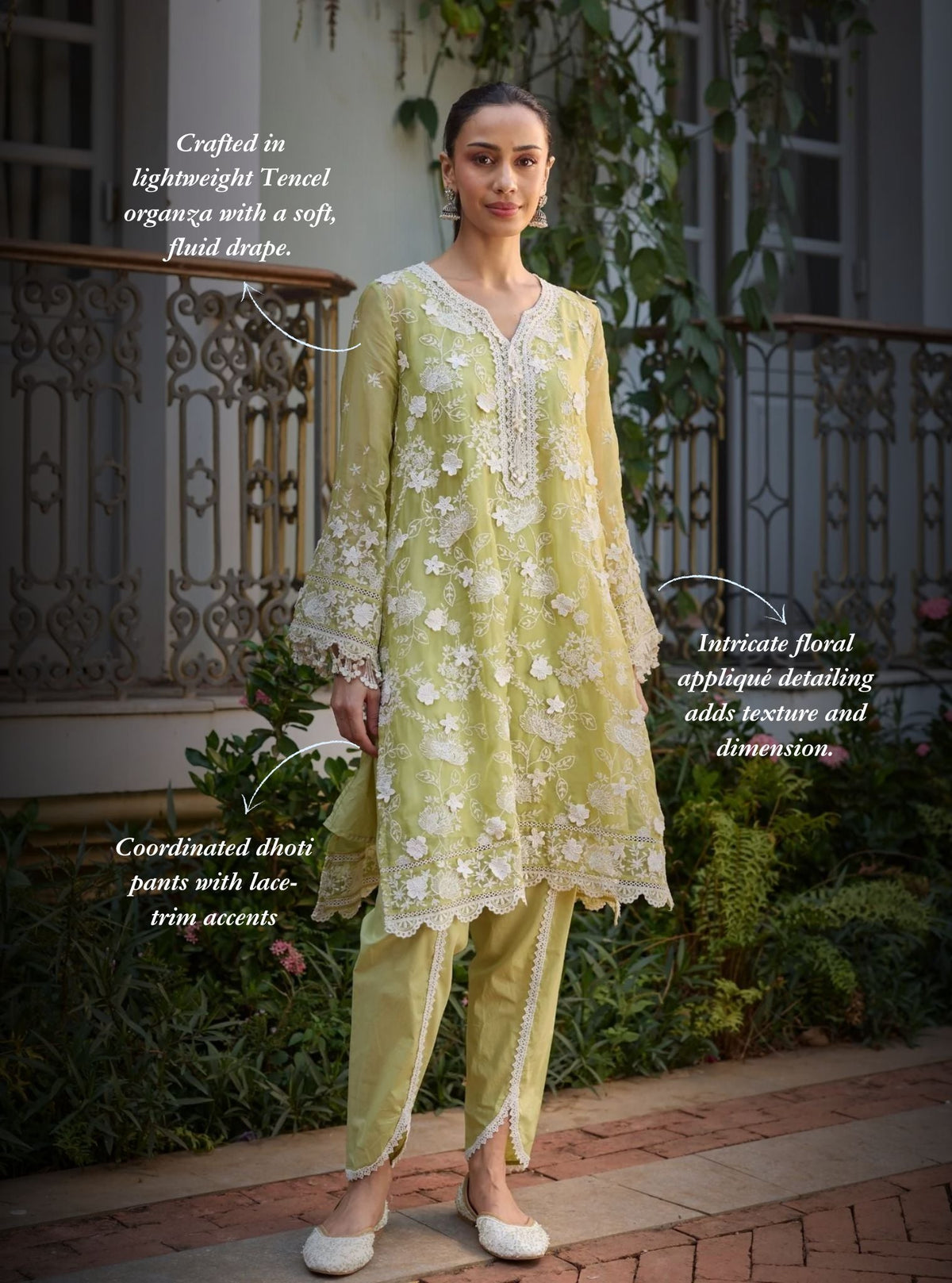 Vino Organza Lime Kurta Set
