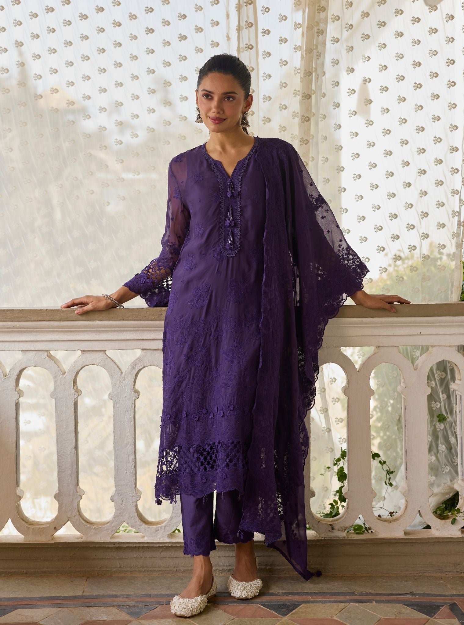 Ina Organza Purple Kurta Set